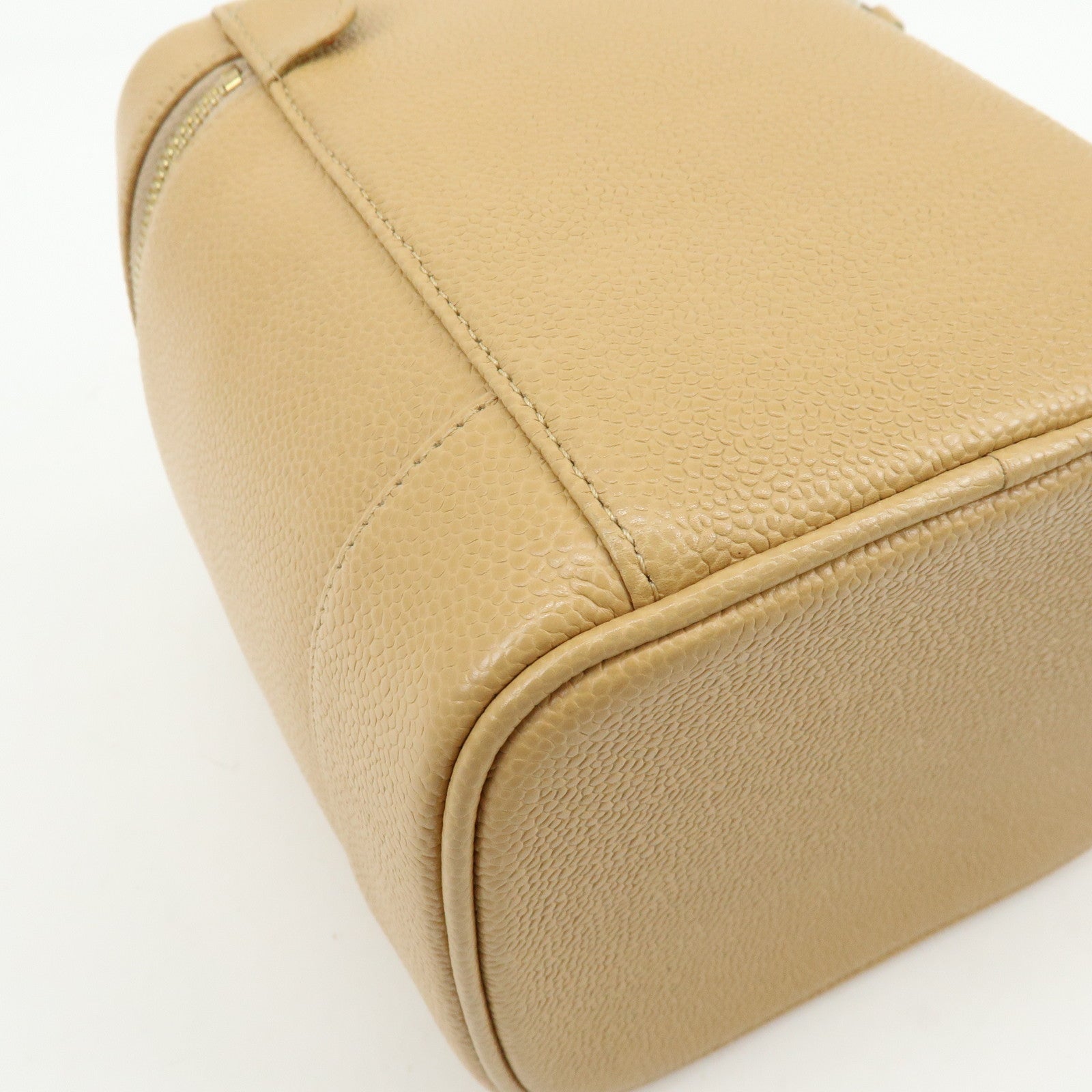 CHANEL COCO Mark Caviarskin Vanity Bag Cosmetic Pouch Beige A01998