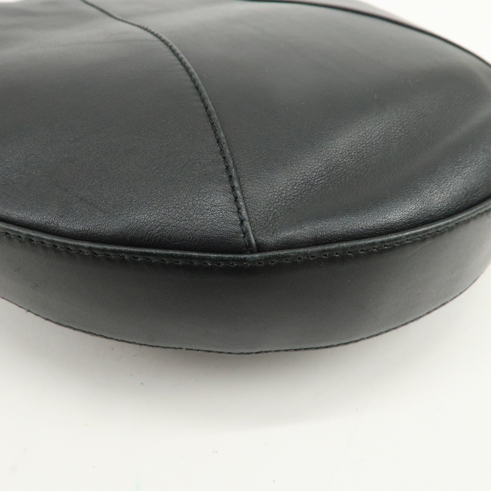 BVLGARI Leather Shoulder Bag Hand Bag Black Silver