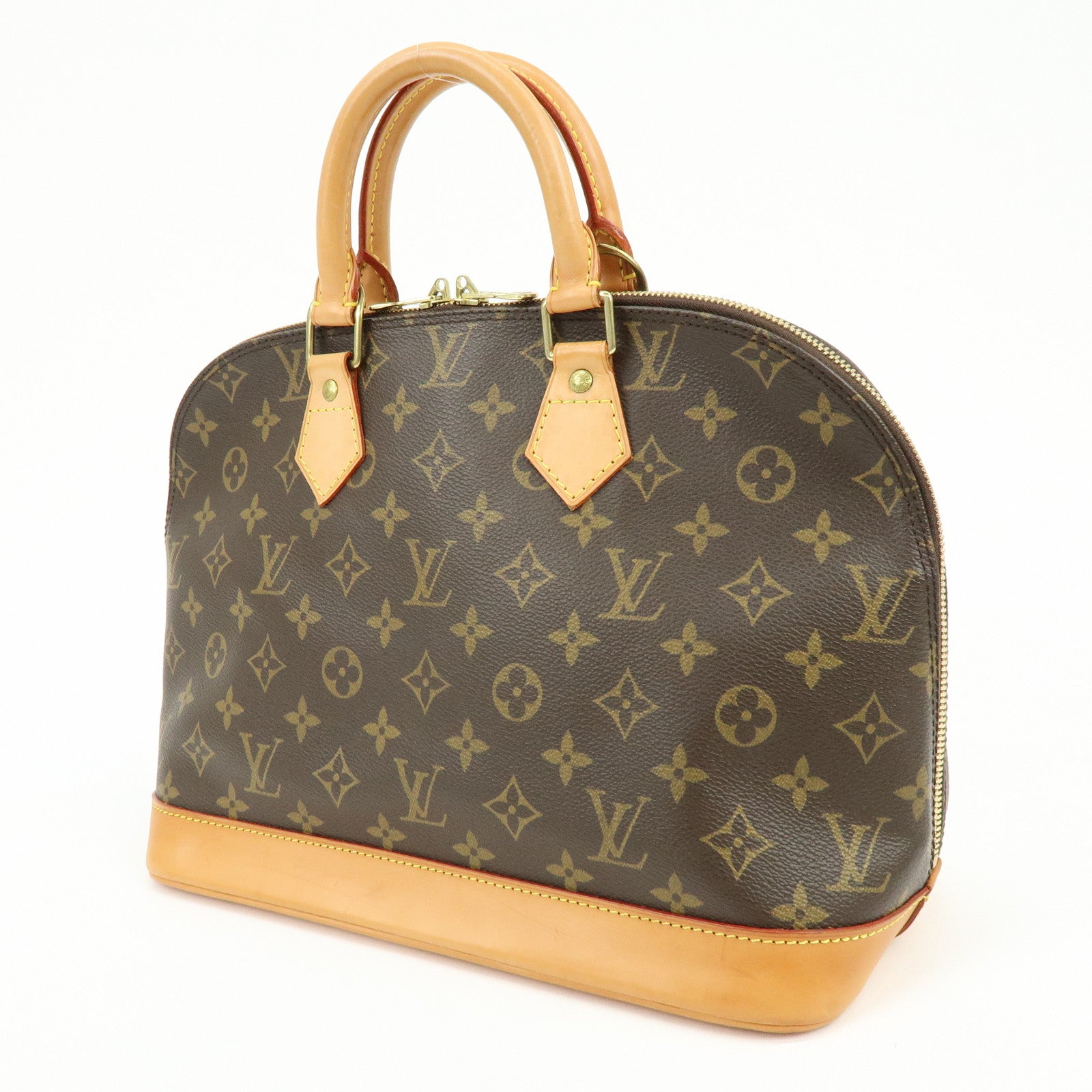 Louis Vuitton Monogram Alma Canvas Leather Hand Bag Brown M51130