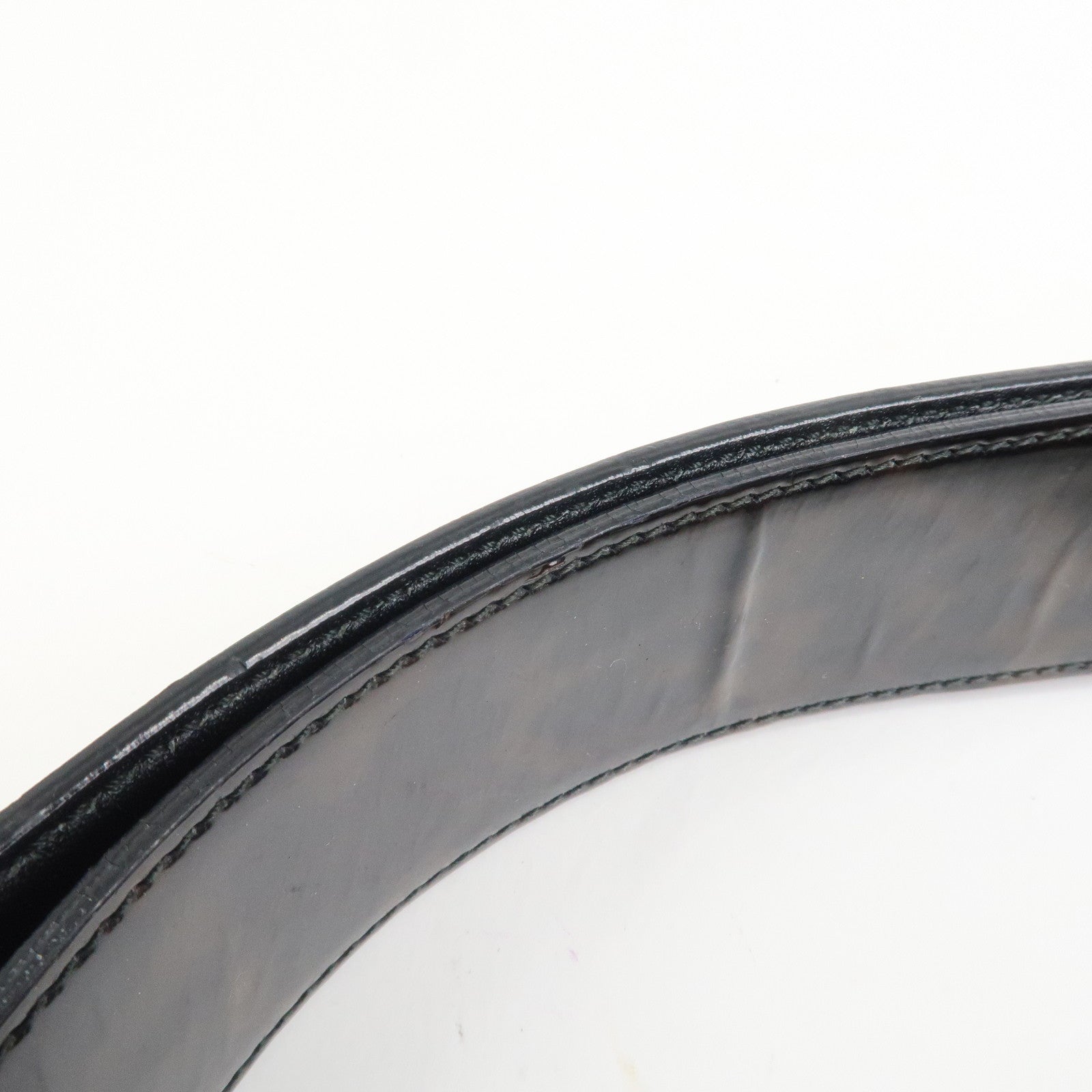 Ferragamo Nylon Patent Leather Shoulder Bag Hand Bag Leopard Black