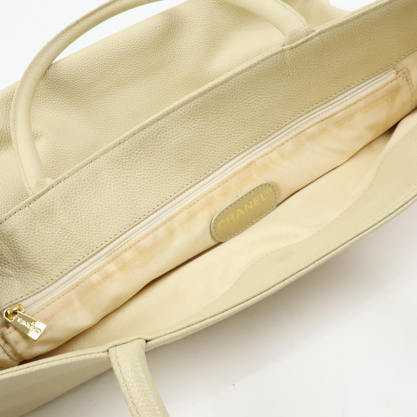 CHANEL COCO Mark Caviarskin Shoulder Bag Tote Bag Ivory