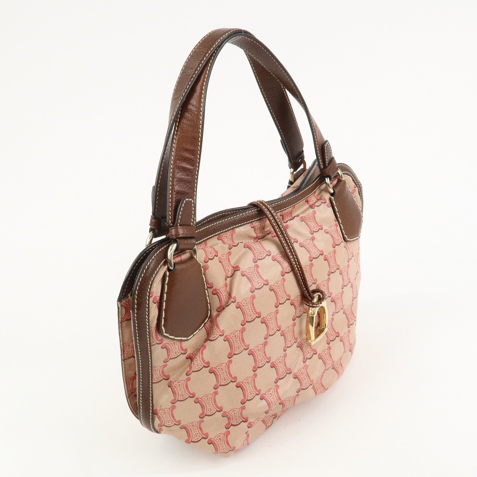 CELINE Bitter Sweet Macadam PVC Canvas Leather Hand Bag Pink