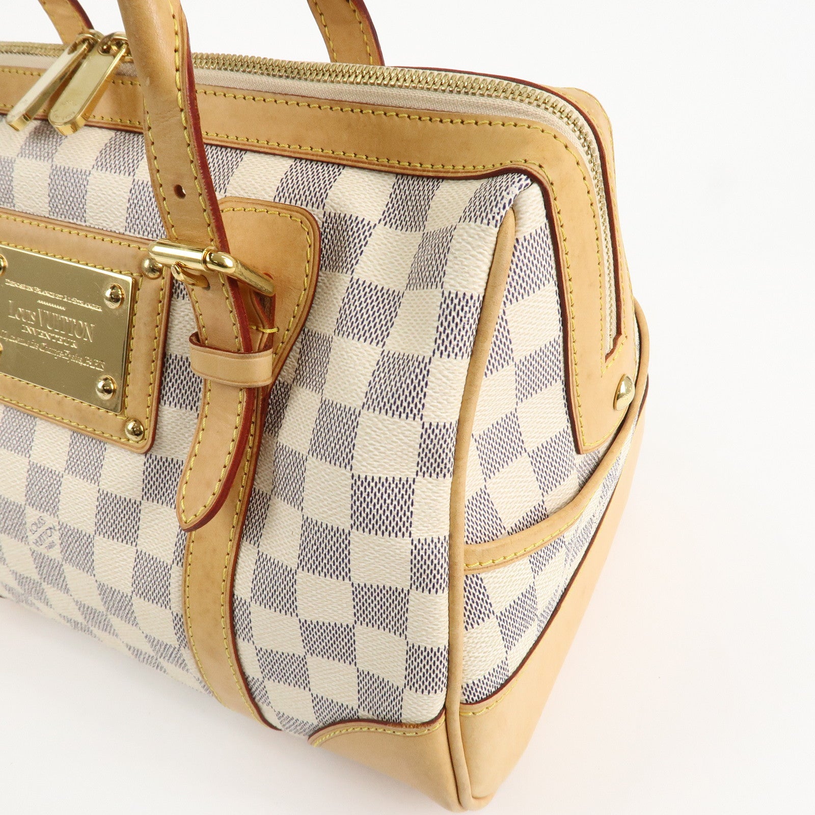 Louis Vuitton Damier Azur Leather Canvas Berkeley Hand Bag N52001 Used