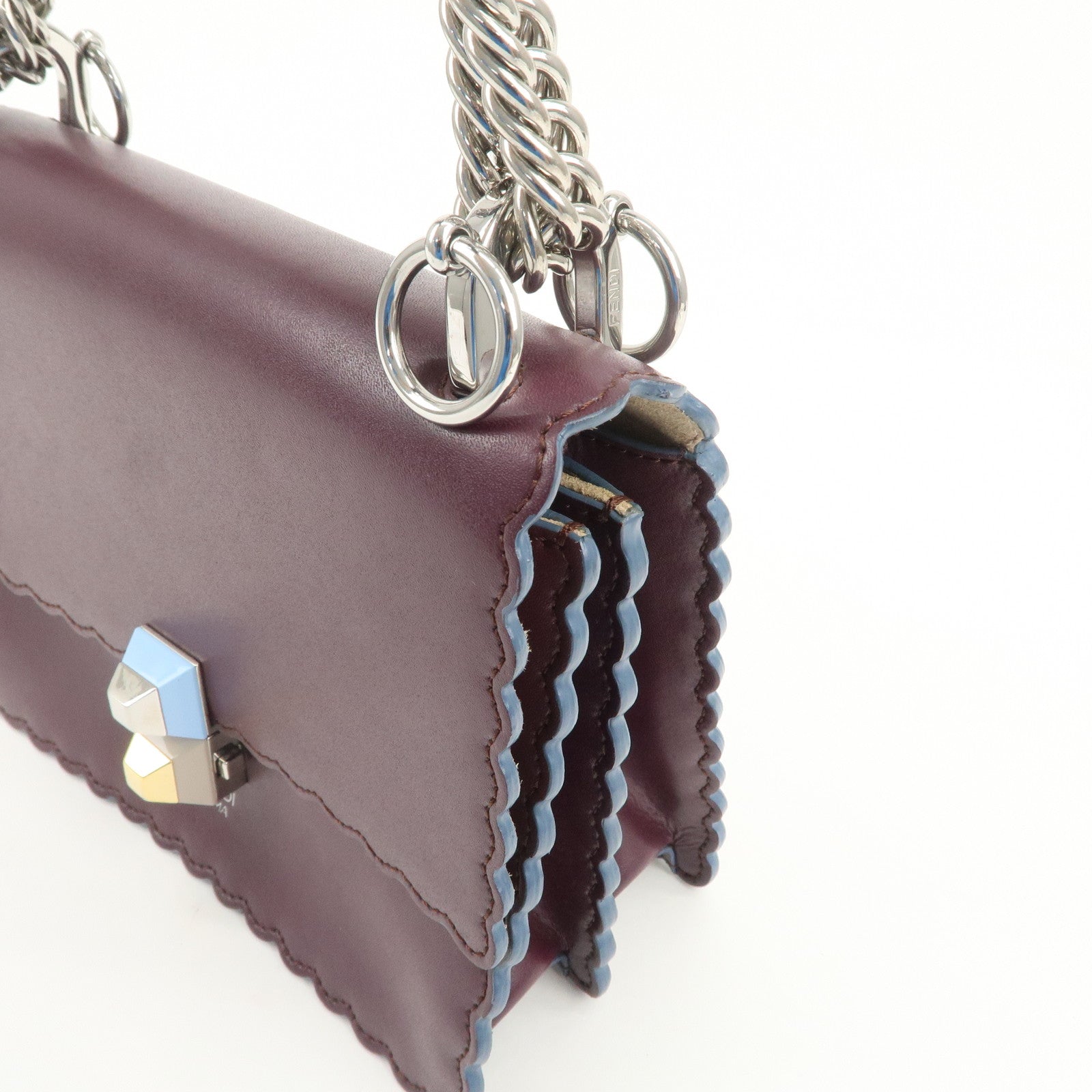 FENDI Mini Kan I Chain Shoulder Bag Crossbody Bag Purple 8M0381