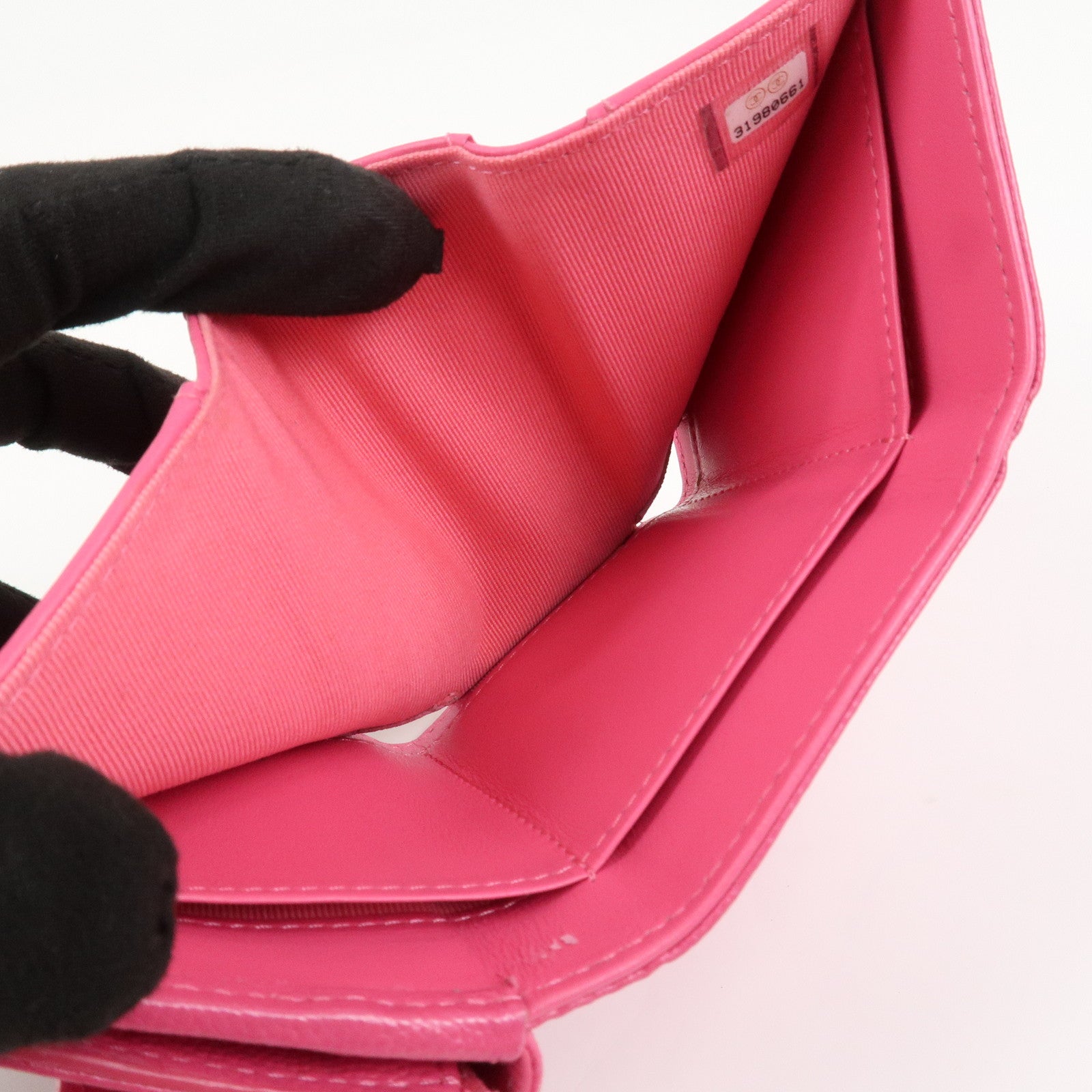 CHANEL COCO Mark Camellia Tri-fold Compact Wallet Pink AP0116