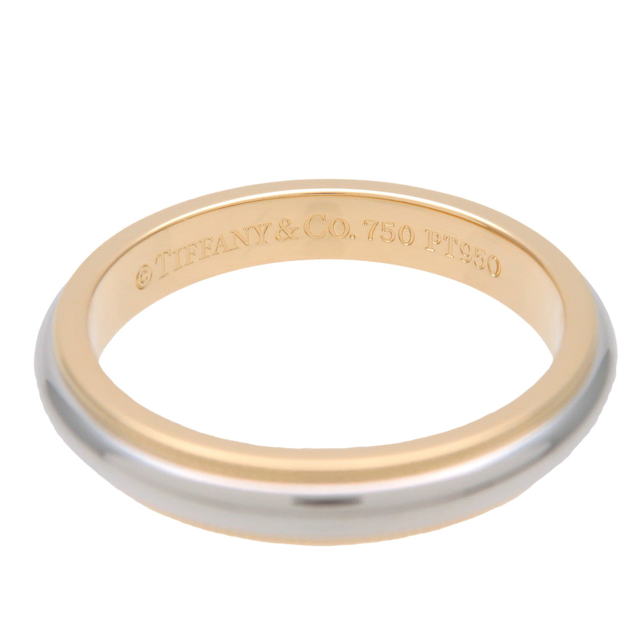 Tiffany & Co Milgrain Band Ring PT900 750YG Platinum Yellow Gold