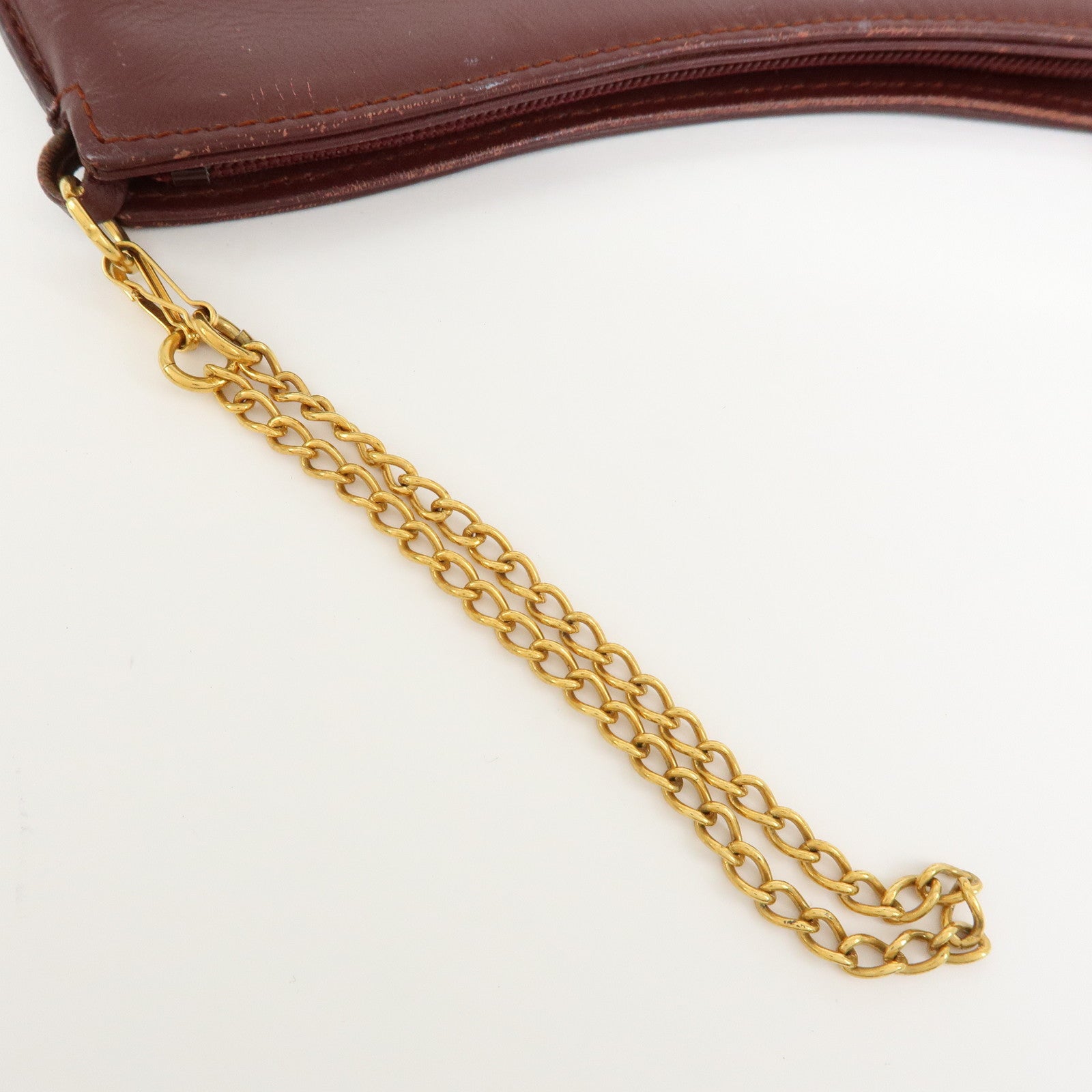 Cartier Must de Cartier Leather Chain Strap Pouch Bordeaux