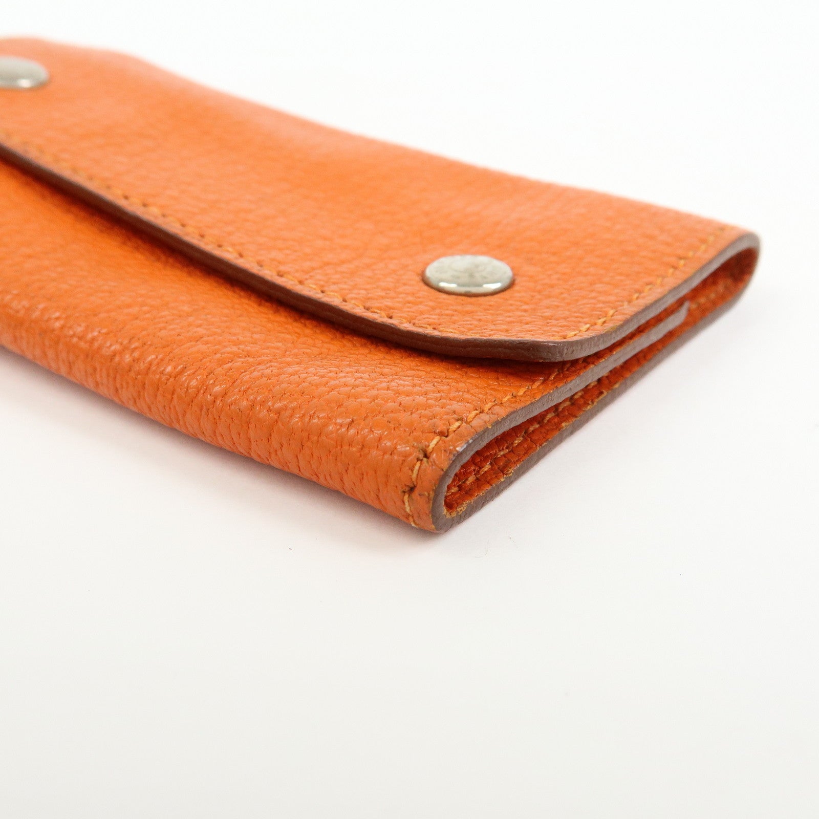 HERMES Sellier Togo Leather 4 Key Case Key Holder □F Stamped Orange