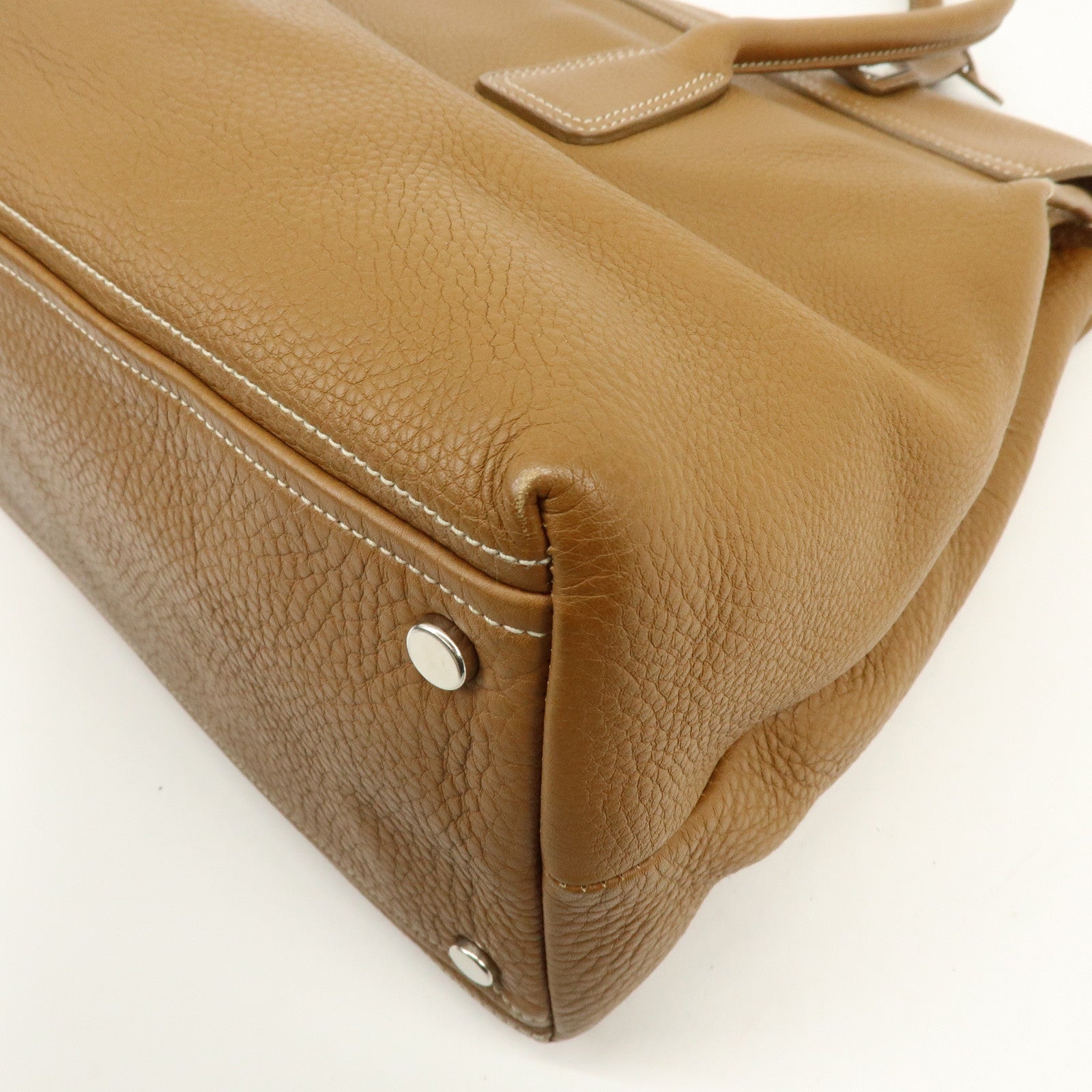 JIL SANDER Logo Leather Tote Bag Shoulder Bag Camel