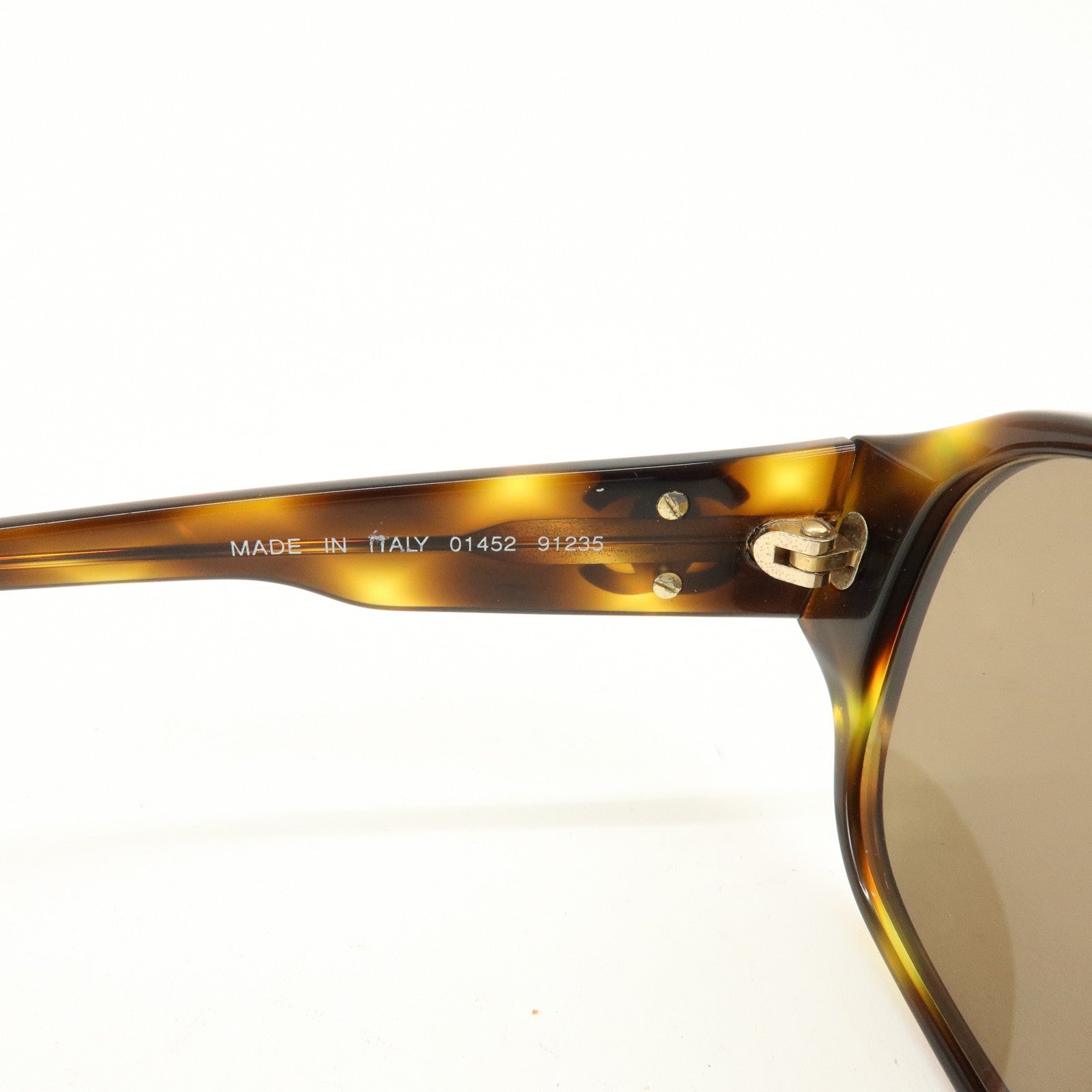 CHANEL COCO Mark Plastic Sunglasses Brown 01452