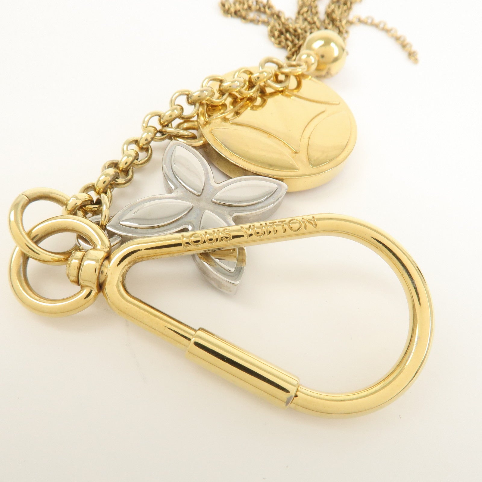 Louis Vuitton Porte Cles Ice Flower Bag Charm Gold Silver M66780