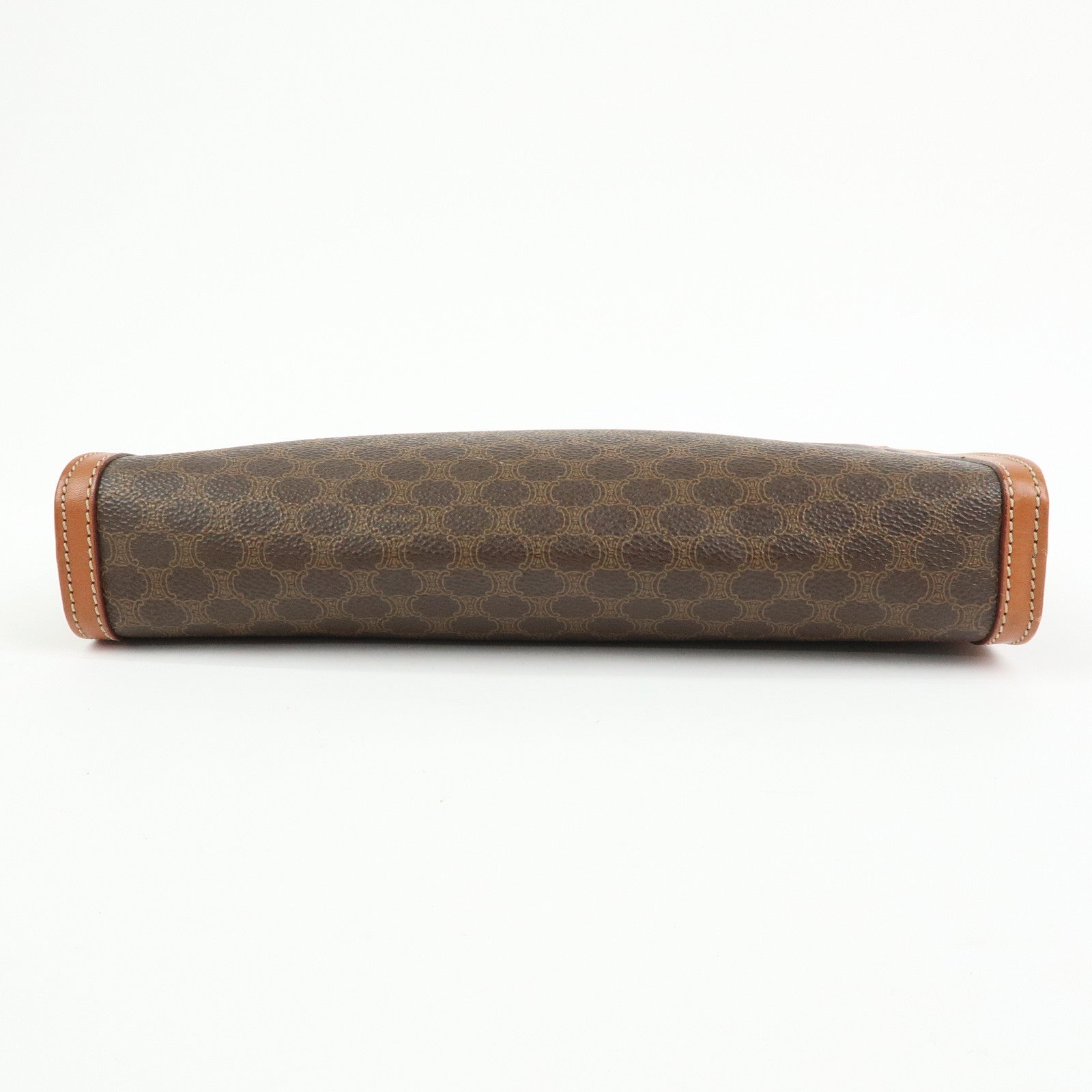 CELINE Logo Macadam PVC Leather Clutch Bag Flat Pouch Brown