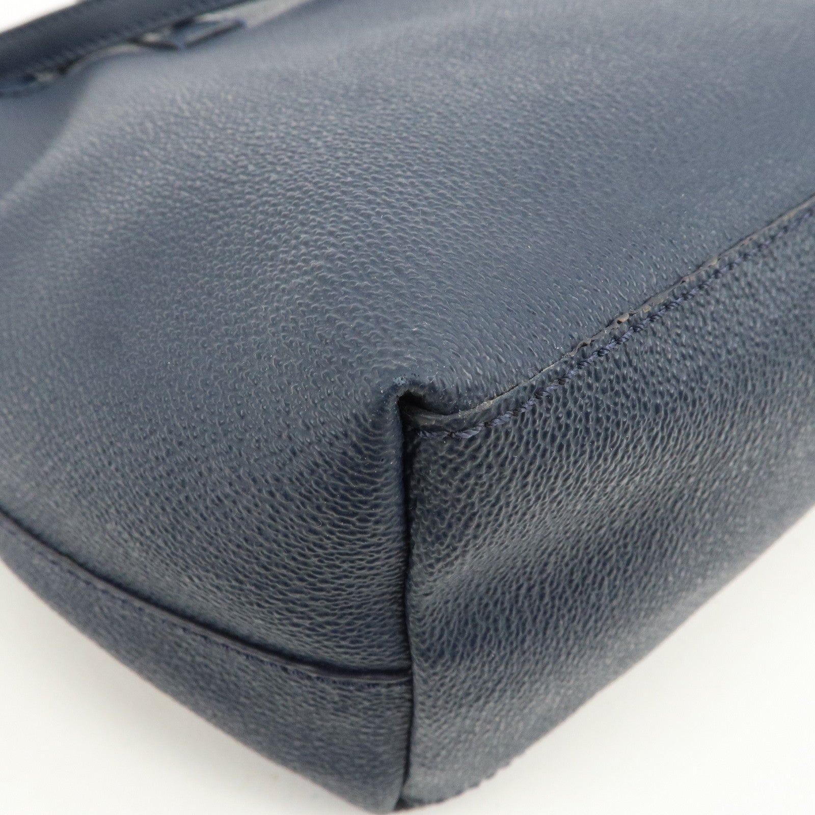 TORY BURCH Leather Tote Bag Hand Bag Navy