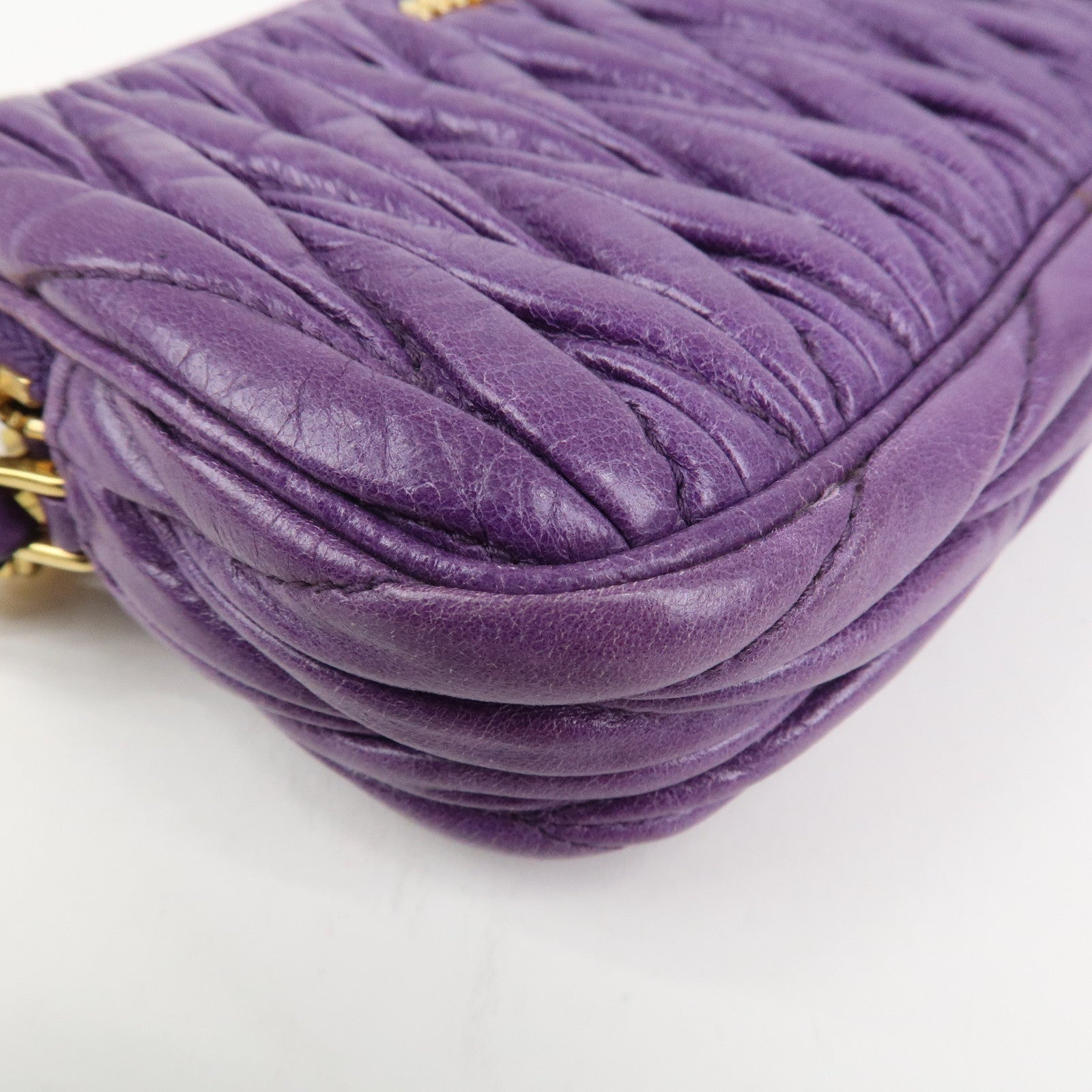 MIU MIU Logo Matelasse Mini Hand Bag Shoulder Bag Purple 5ARH02