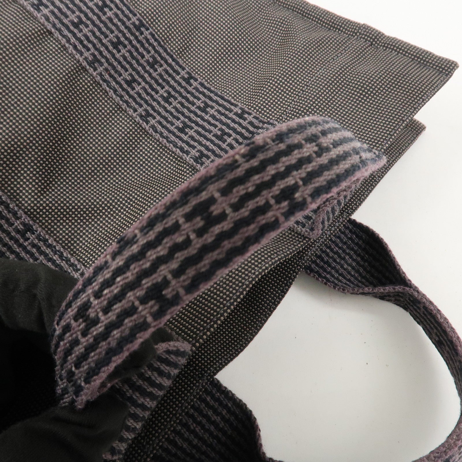 HERMES Herline PM Nylon Canvas Tote Bag Hand Bag Black