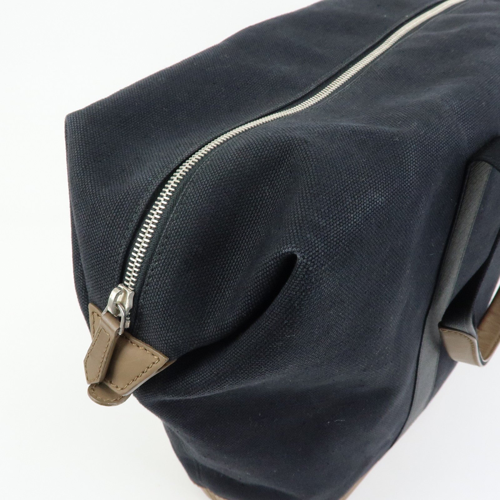 BALENCIAGA Canvas Leather Boston Bag Hand Bag Black Brown 433672