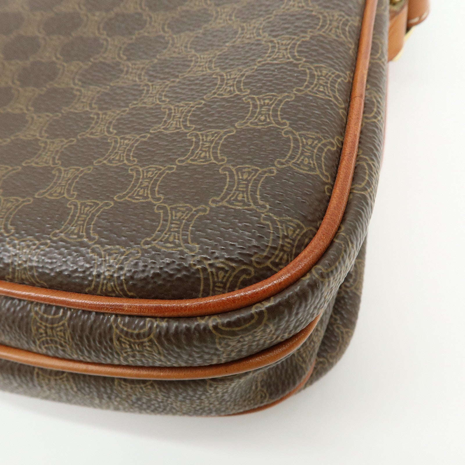 CELINE Macadam PVC Canvas Leather Shoulder Crossbody Bag Brown