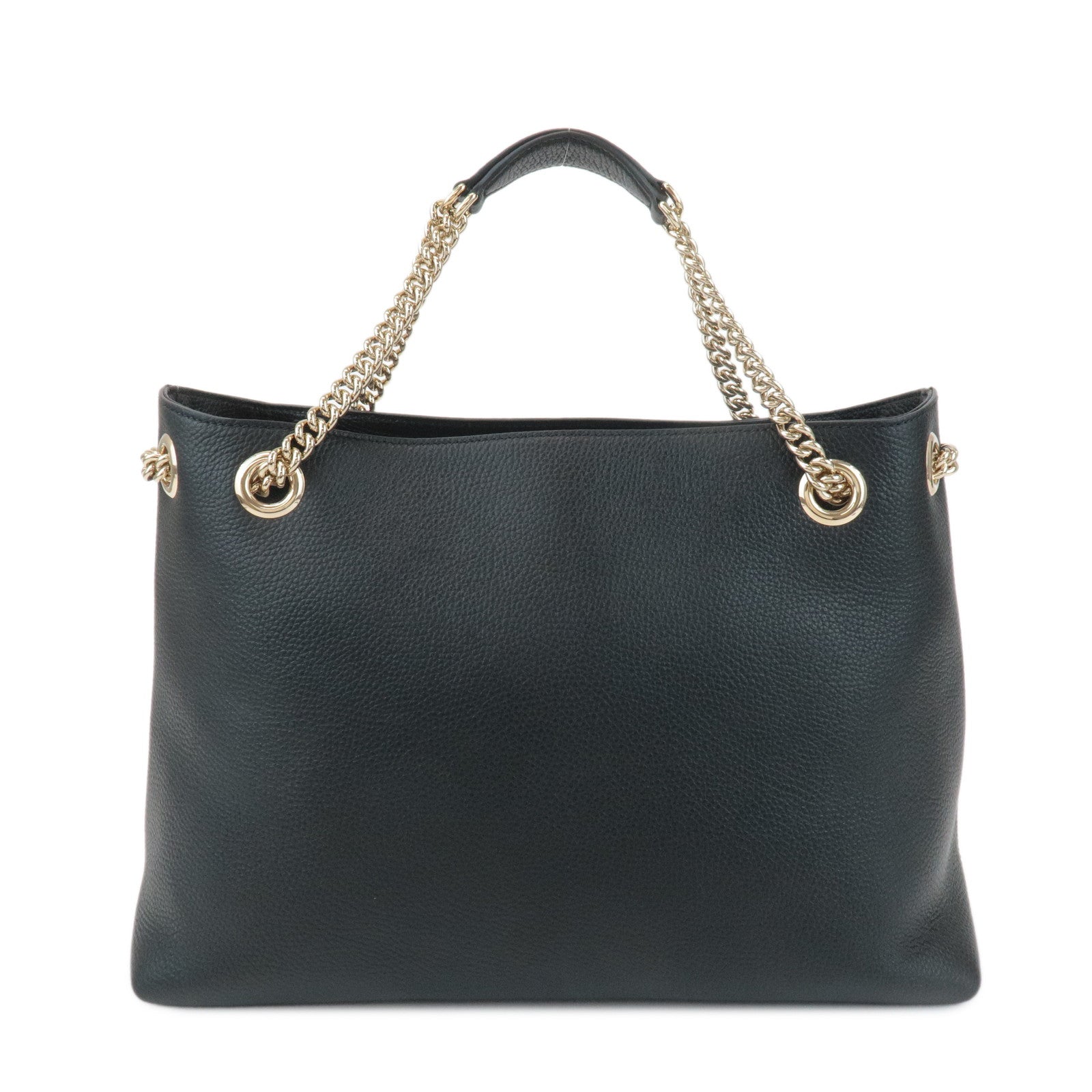 GUCCI SOHO Leather Chain Shoulder Tote Bag Black 536196 Used