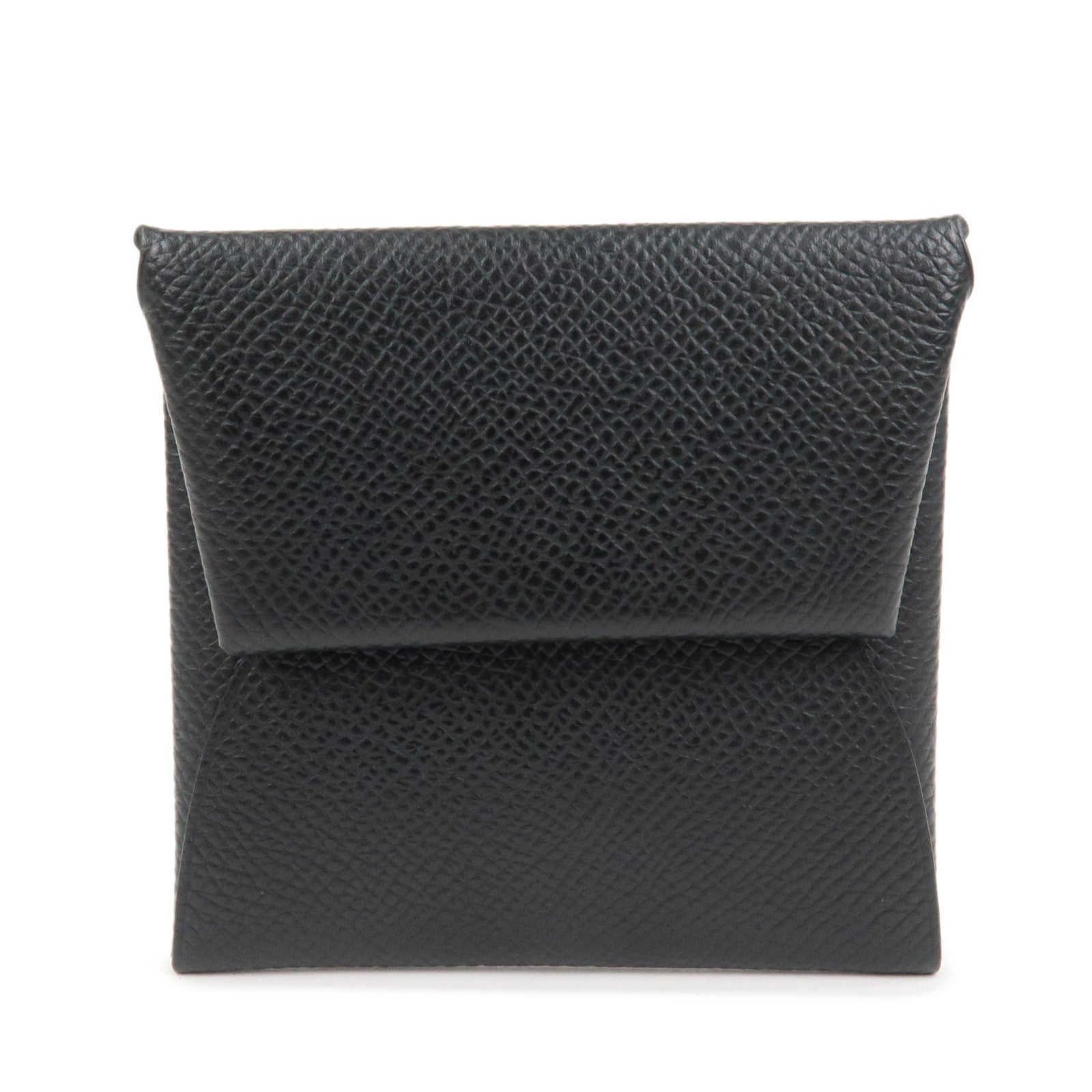 HERMES BASTIA Leather Coin Case Coin Purse Black