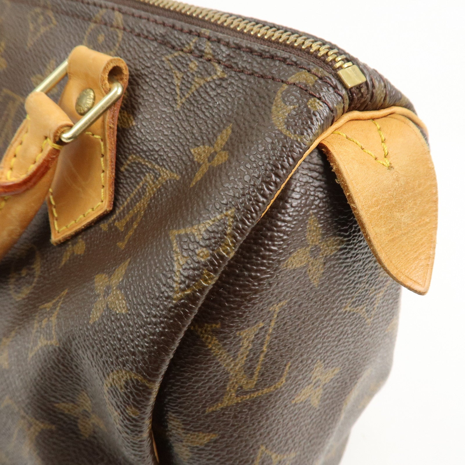 Louis Vuitton Monogram Canvas Leather Speedy 25 Boston Bag Brown M41528
