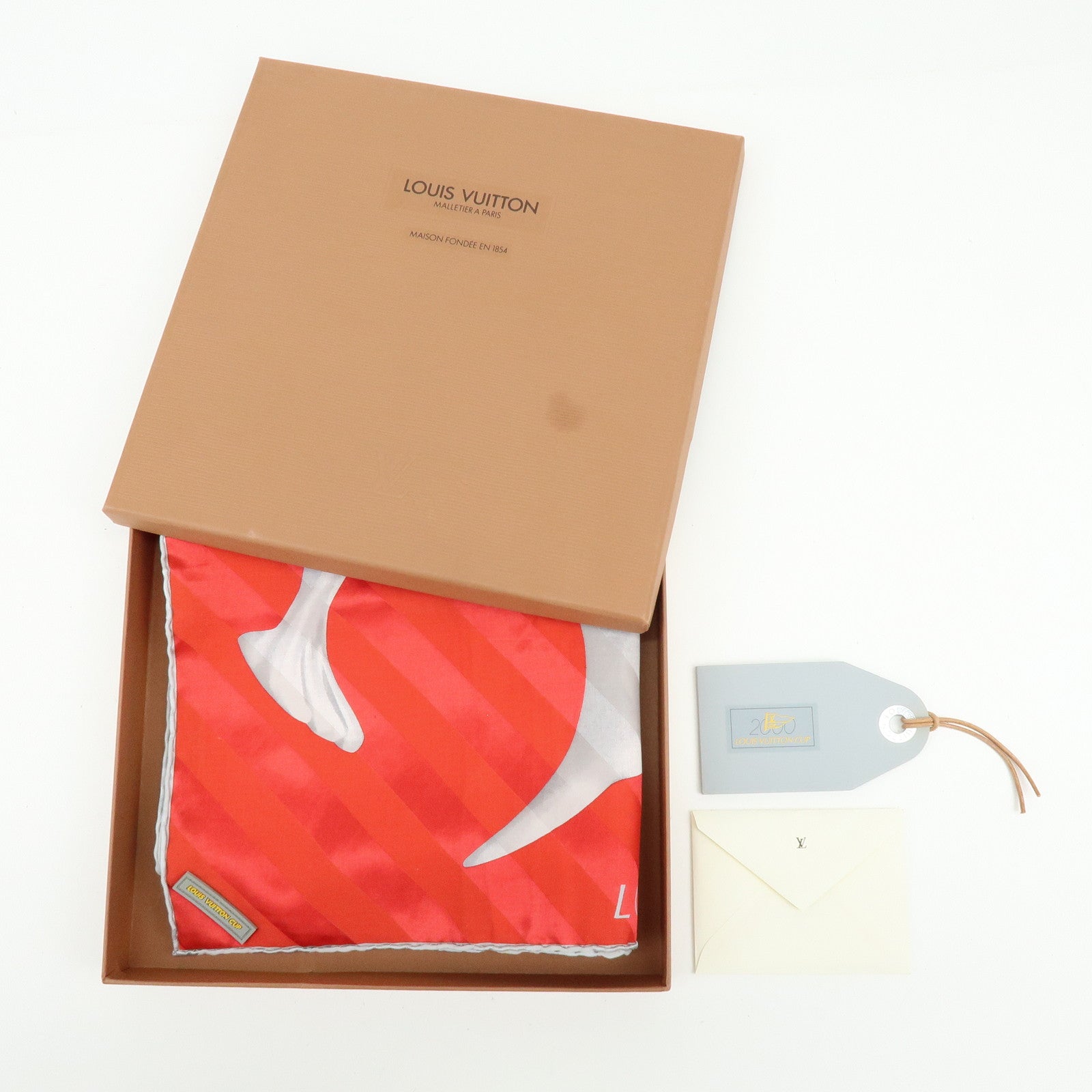 Louis Vuitton LV Cup 100% Silk Scarf Red Gray