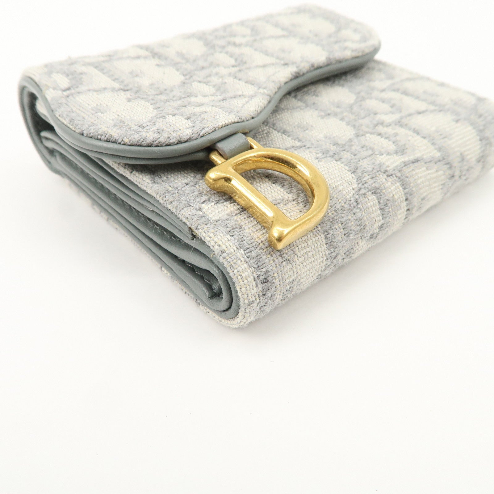 Christian Dior Oblique Jacquard Saddle Lotus Wallet Gray