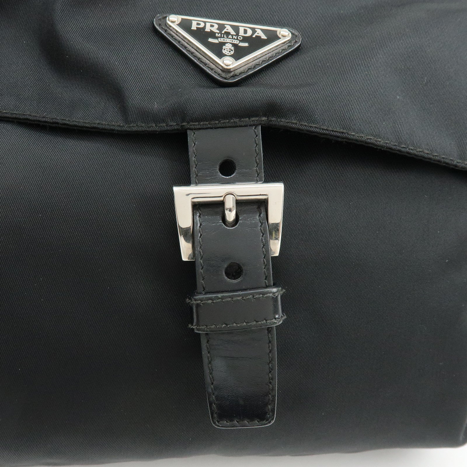 PRADA Triangle Logo Nylon Shoulder Bag Crossbody Bag Black