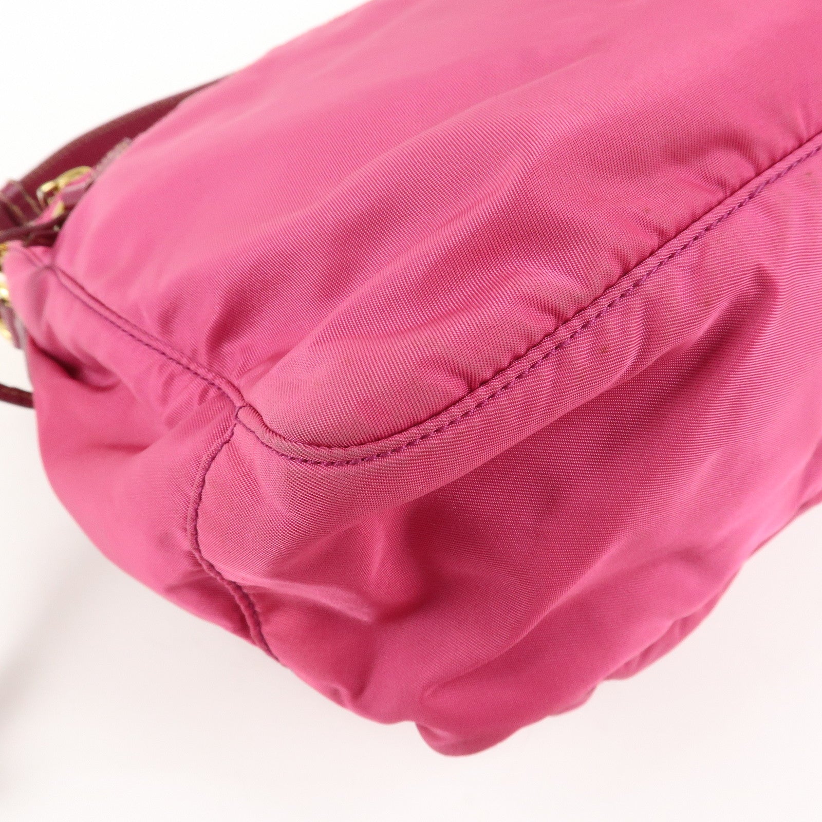 PRADA Nylon Saffiano Leather Flap Messenger Shoulder Bag Pink BT0697 Used