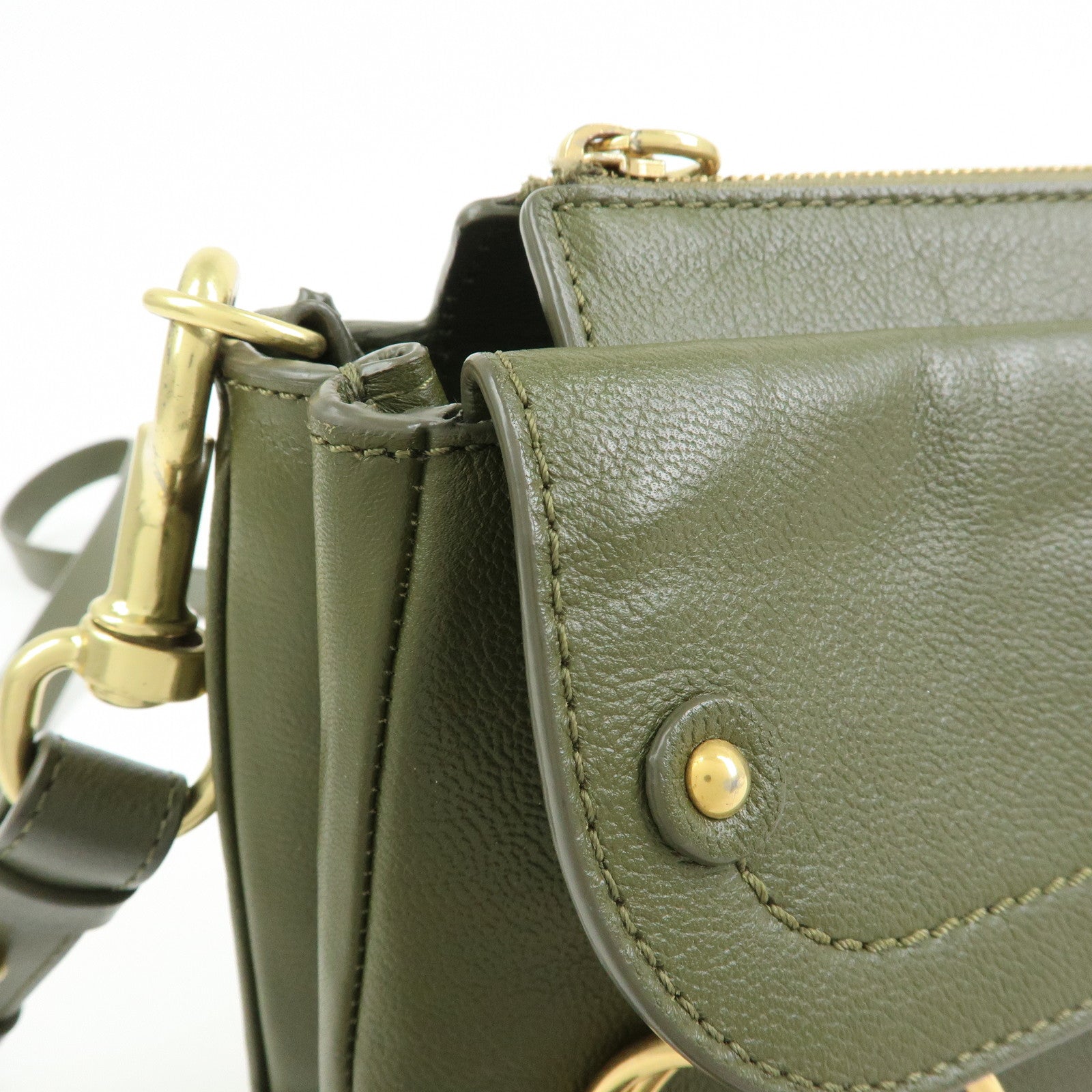 Chloe See by Chloe Phill Leather Shoulder Crossbody Bag Dark Green