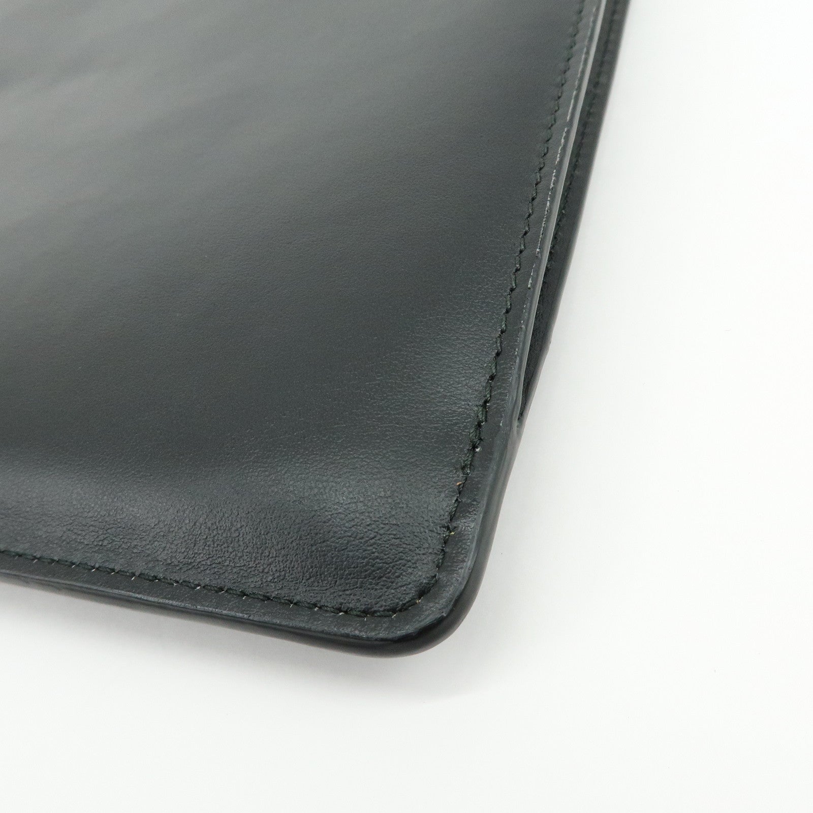 Ferragamo Gancini Leather Clutch Bag Pouch Cosmetic Bag Black