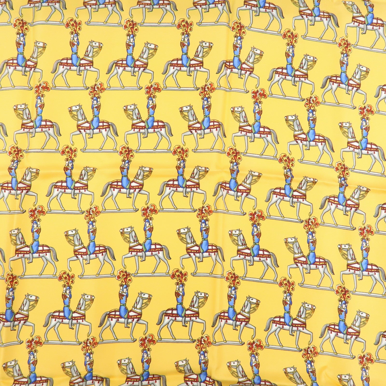 HERMES Carre 90 Silk 100% Scarf Les Artificiers Navy Yellow