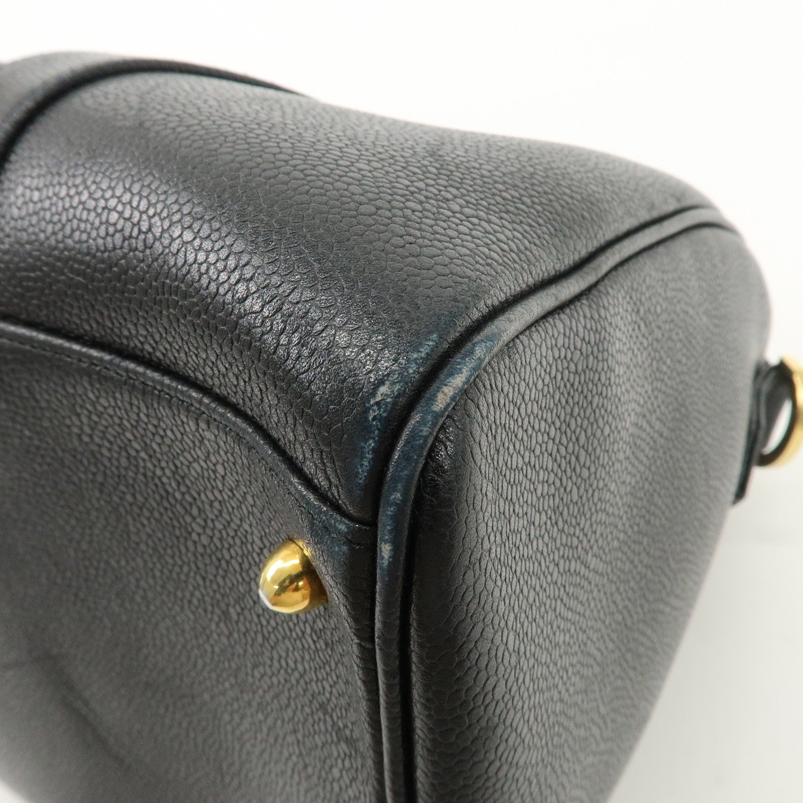 CHANEL COCO Mark Caviarskin Mini Boston Bag Hand Bag Black Used