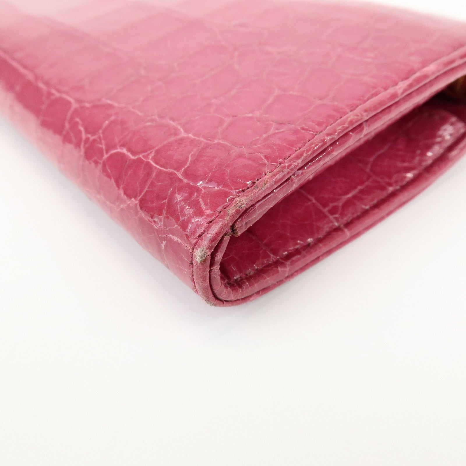 MIU MIU Logo Embossed Leather Zippy Long Wallet Pink Gold