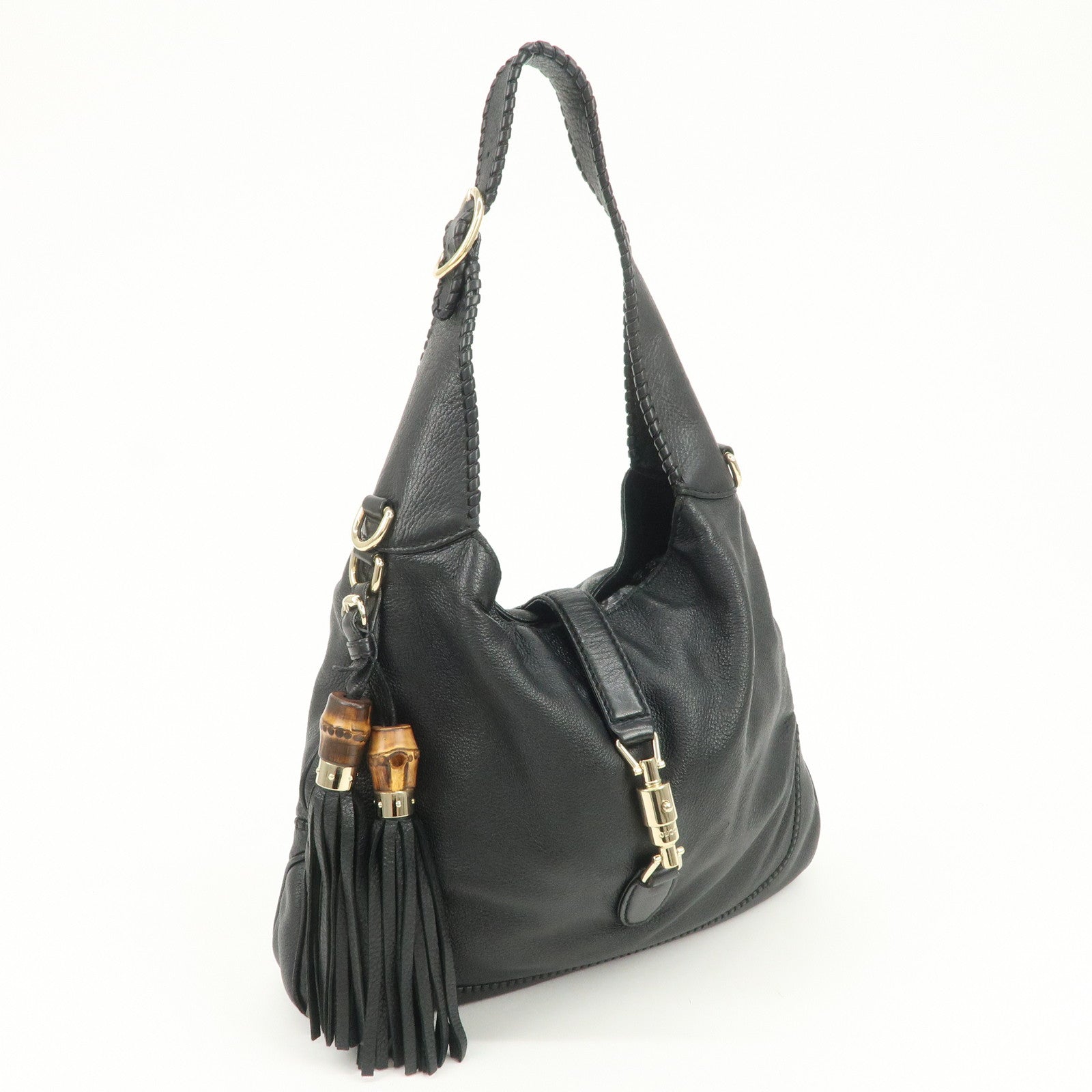 GUCCI New Jackie Leather 2Way Shoulder Hand Bag Black 246907