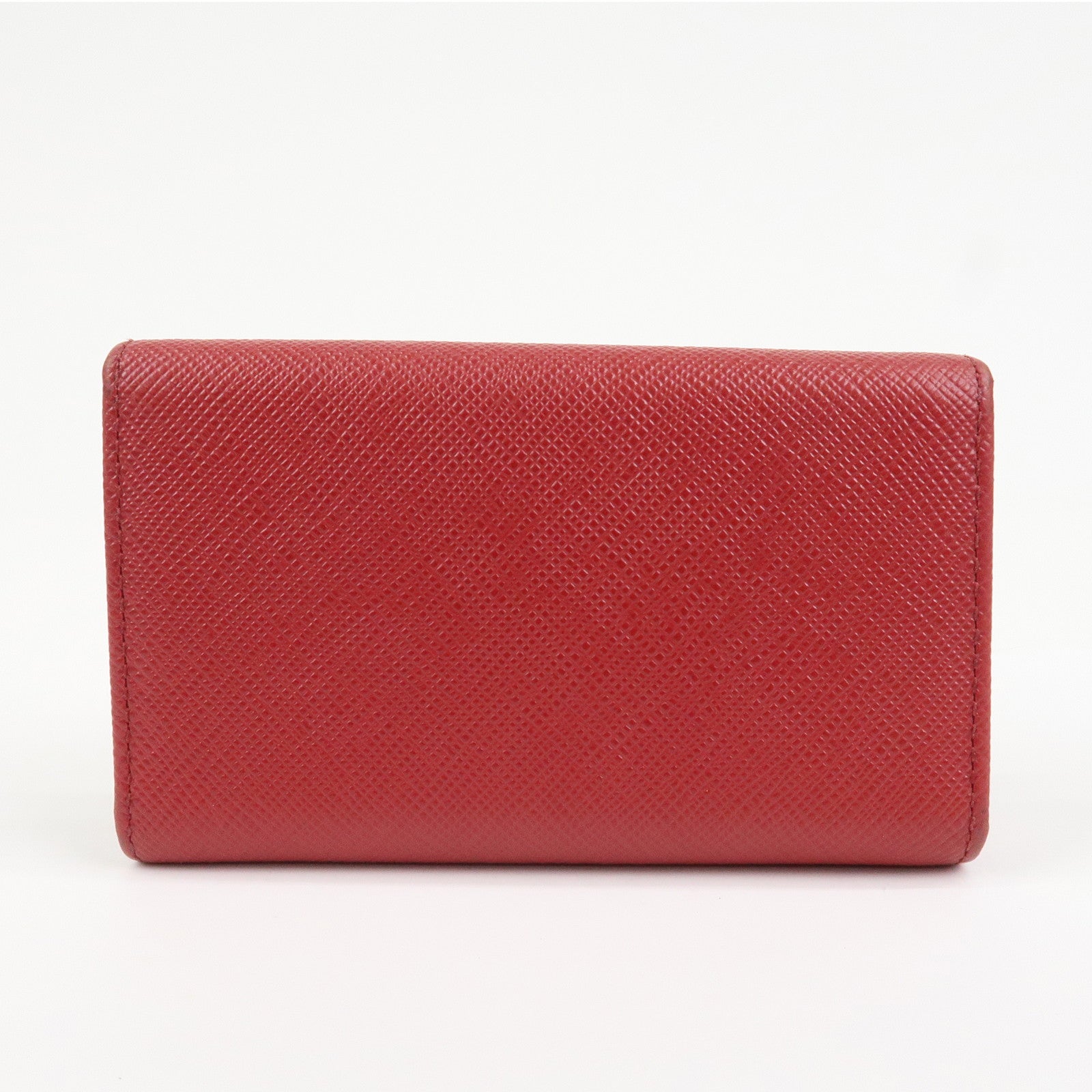 PRADA Logo Saffiano Leather Ribbon 6 Rings Key Case Red 1PG222