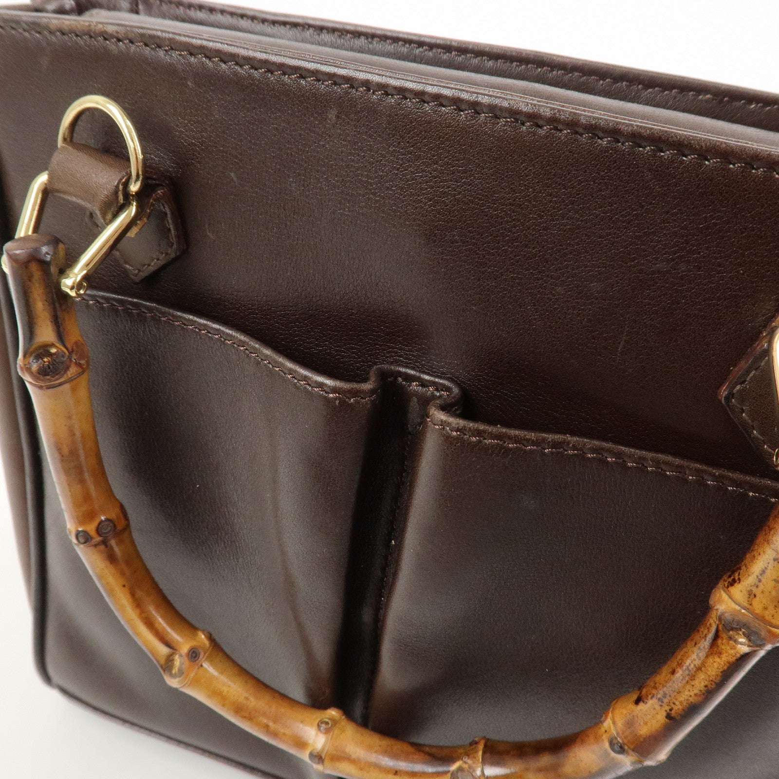 GUCCI Bamboo 2Way Bag Hand Bag Shoulder Bag Brown 000・122