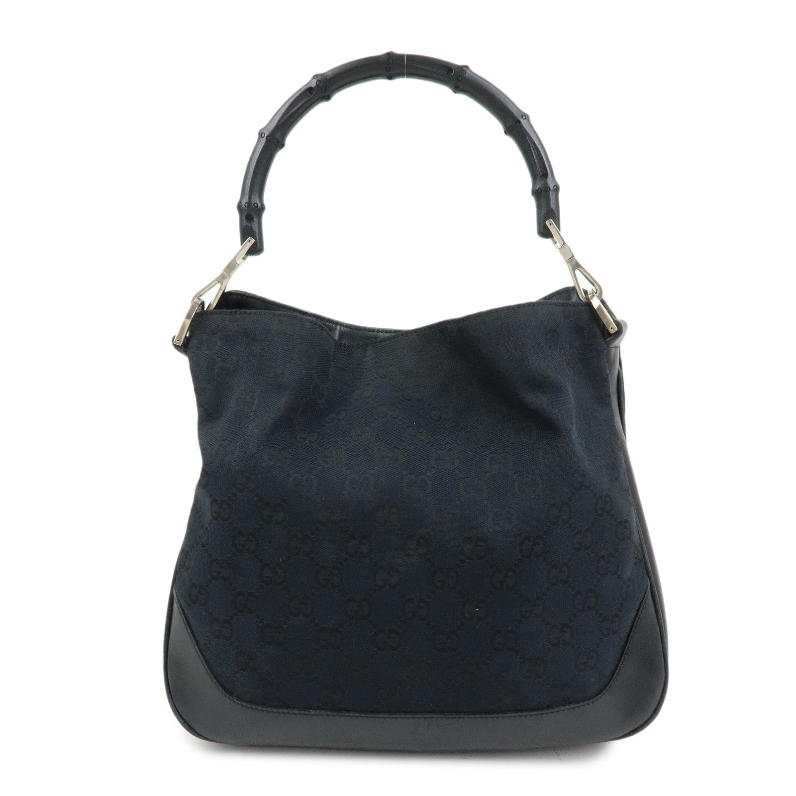 GUCCI Bamboo GG Canvas Leather Shoulder Bag Black 001・4095・001553