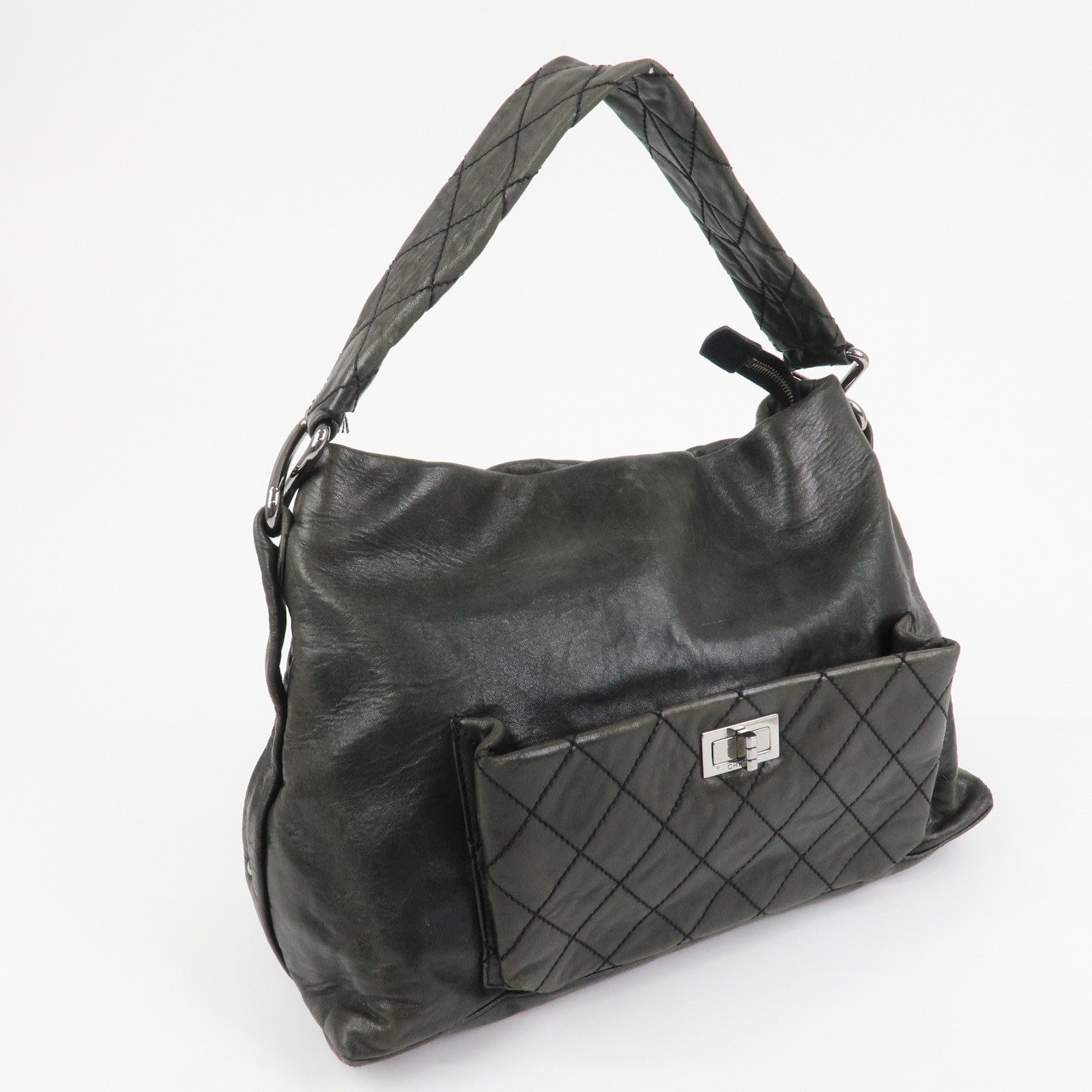 CHANEL Matelasse COCO Mark Leather Shoulder Bag Hand Bag Black