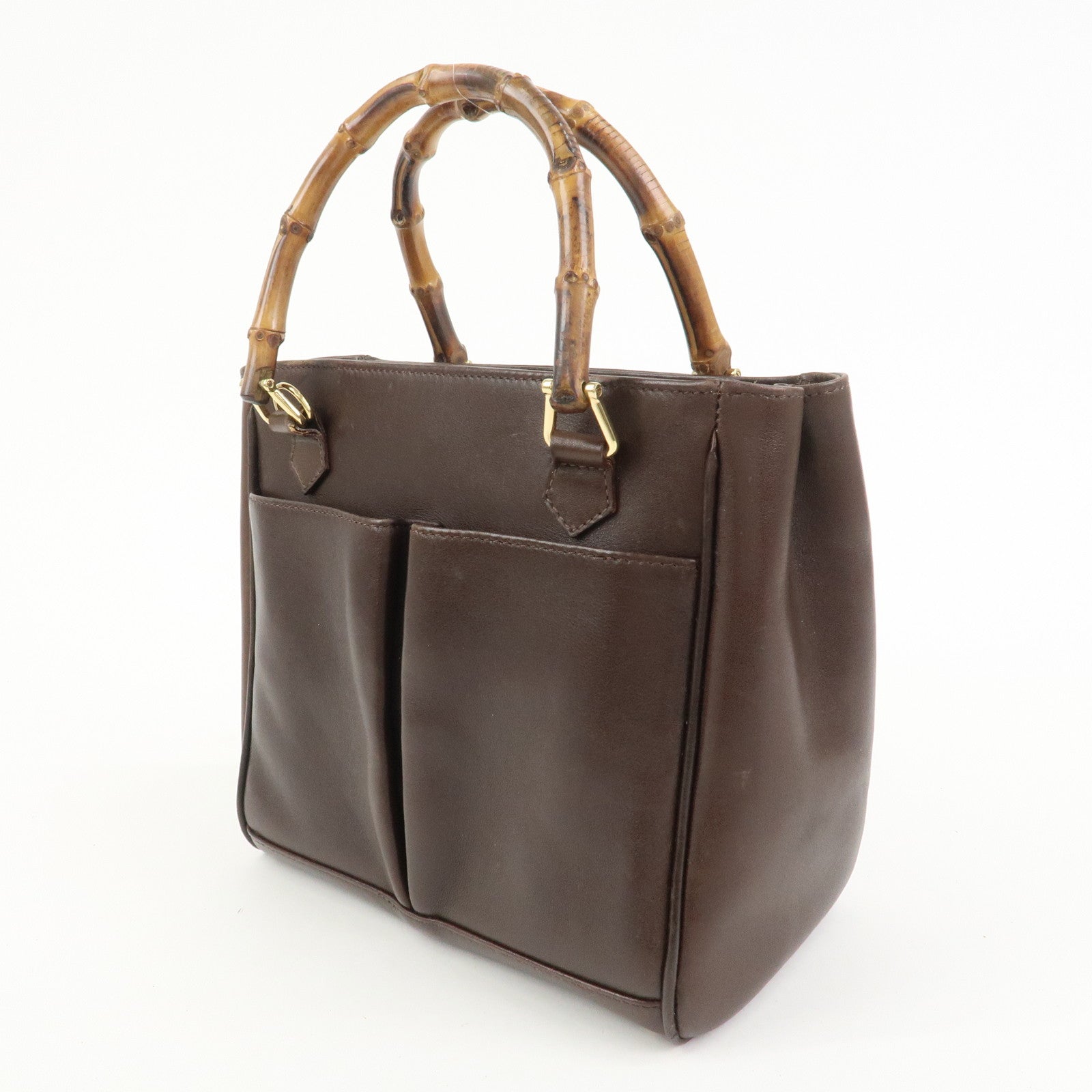GUCCI Bamboo 2Way Bag Hand Bag Shoulder Bag Brown 000・122