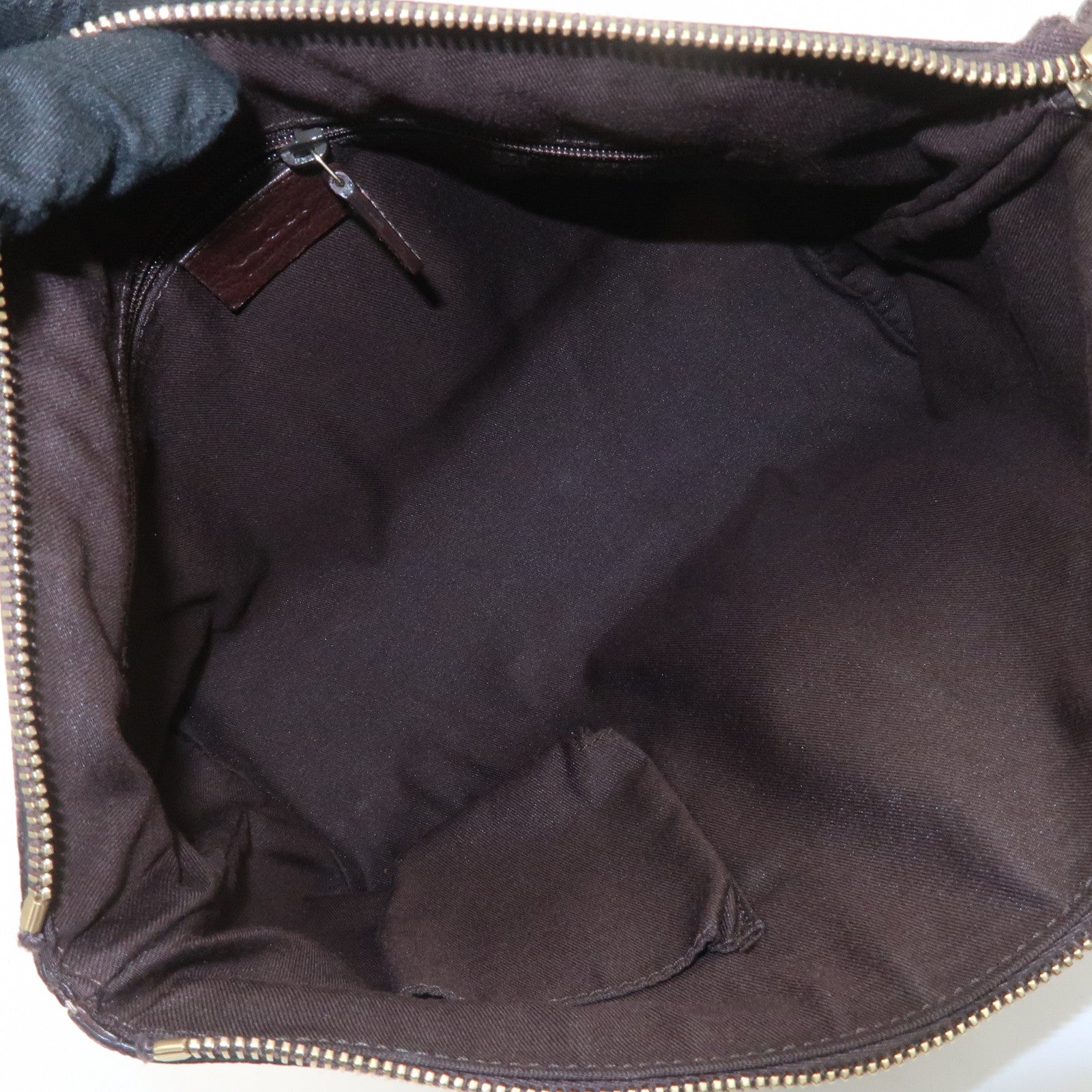 GUCCI Abbey GG Canvas Leather Tote Bag Beige Dark Brown 141471 Used