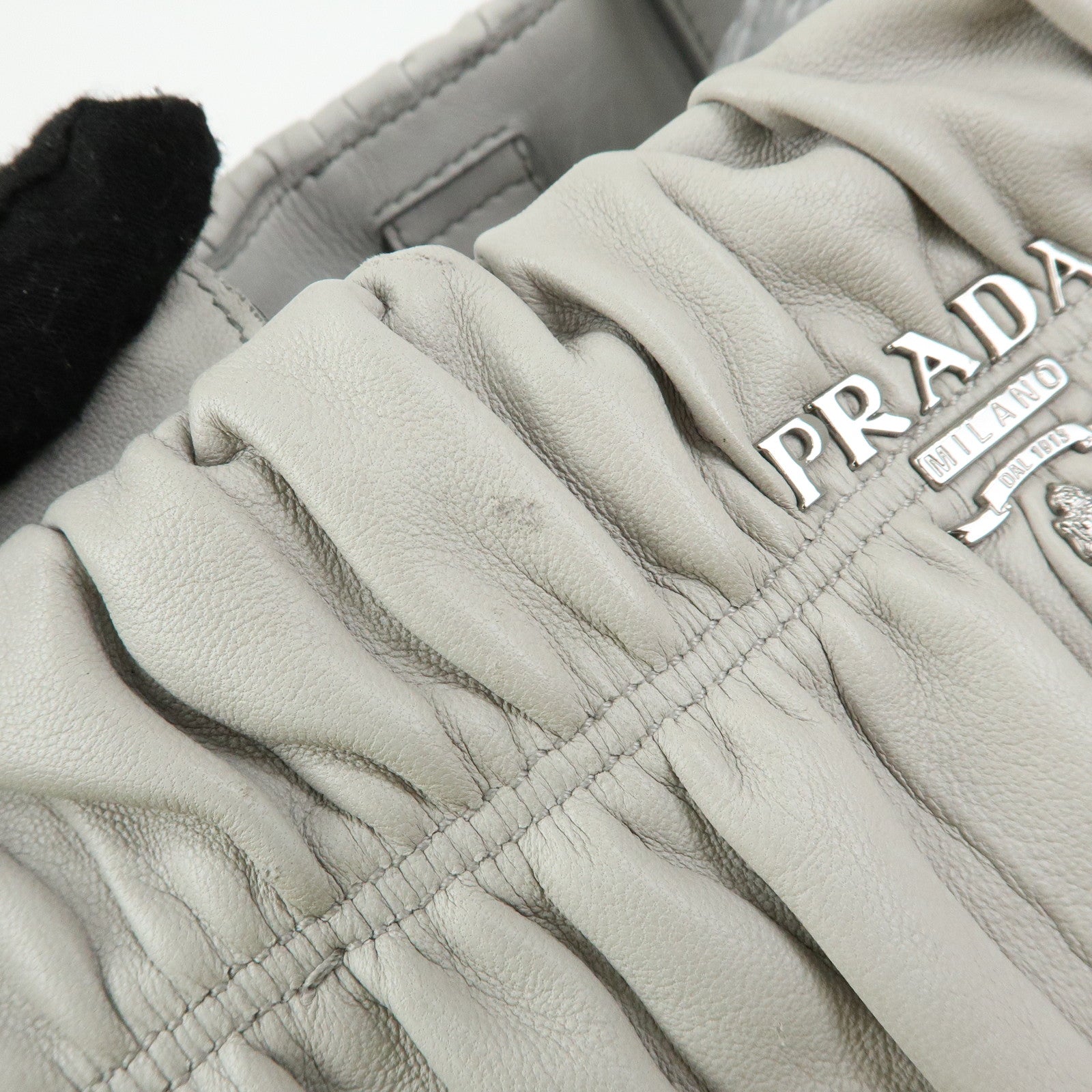 PRADA Canapa Nappa Gaufre Leather Gathered Large Tote Hand Bag