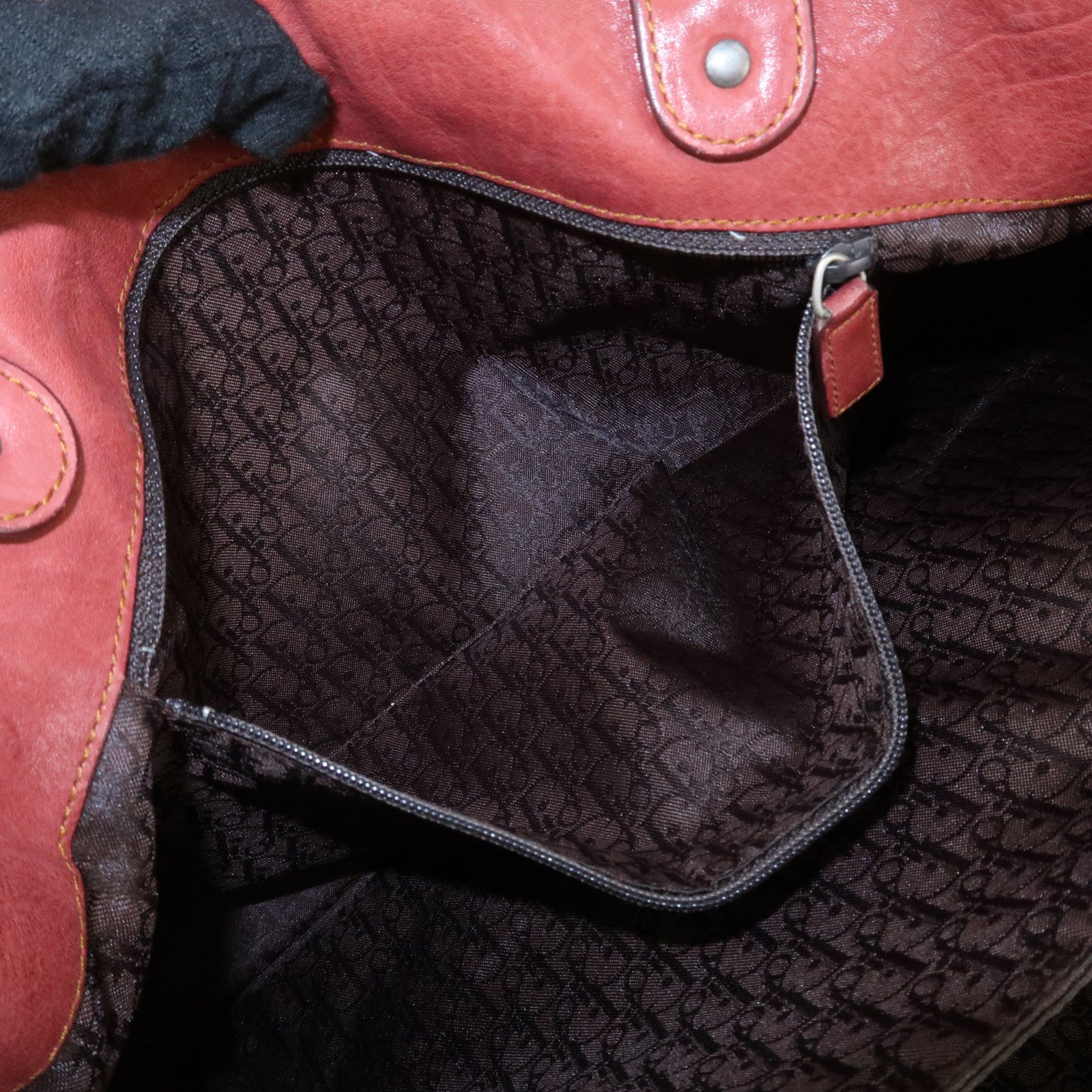 Christian Dior Gaucho Leather Saddle Bag Shoulder Bag Red Brown Used