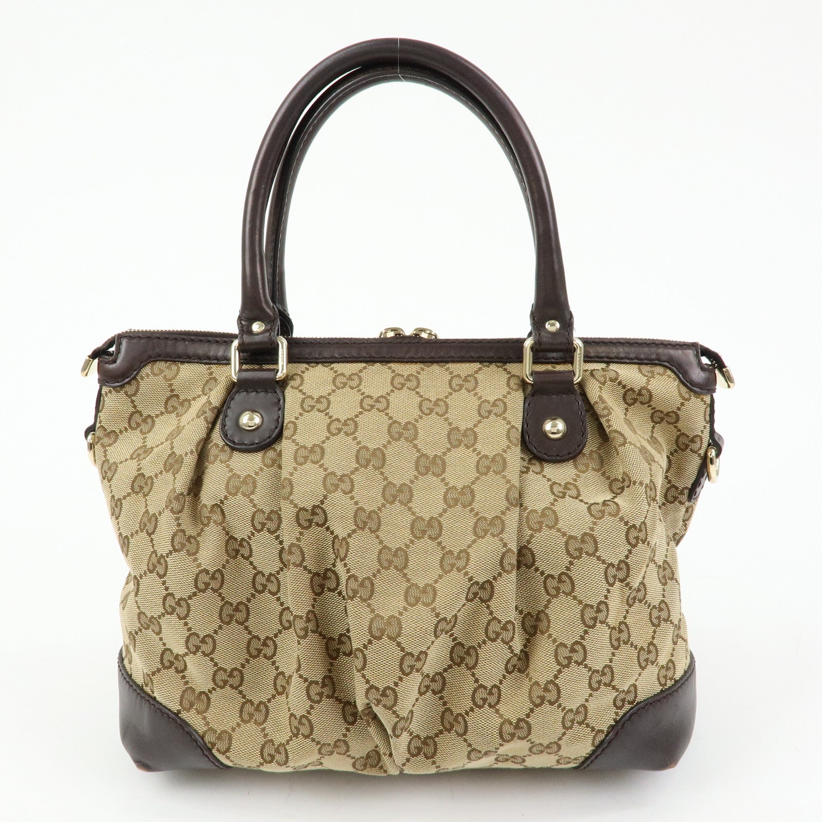 GUCCI Sukey Interlocking G GG Canvas Leather 2Way Bag Brown 247902