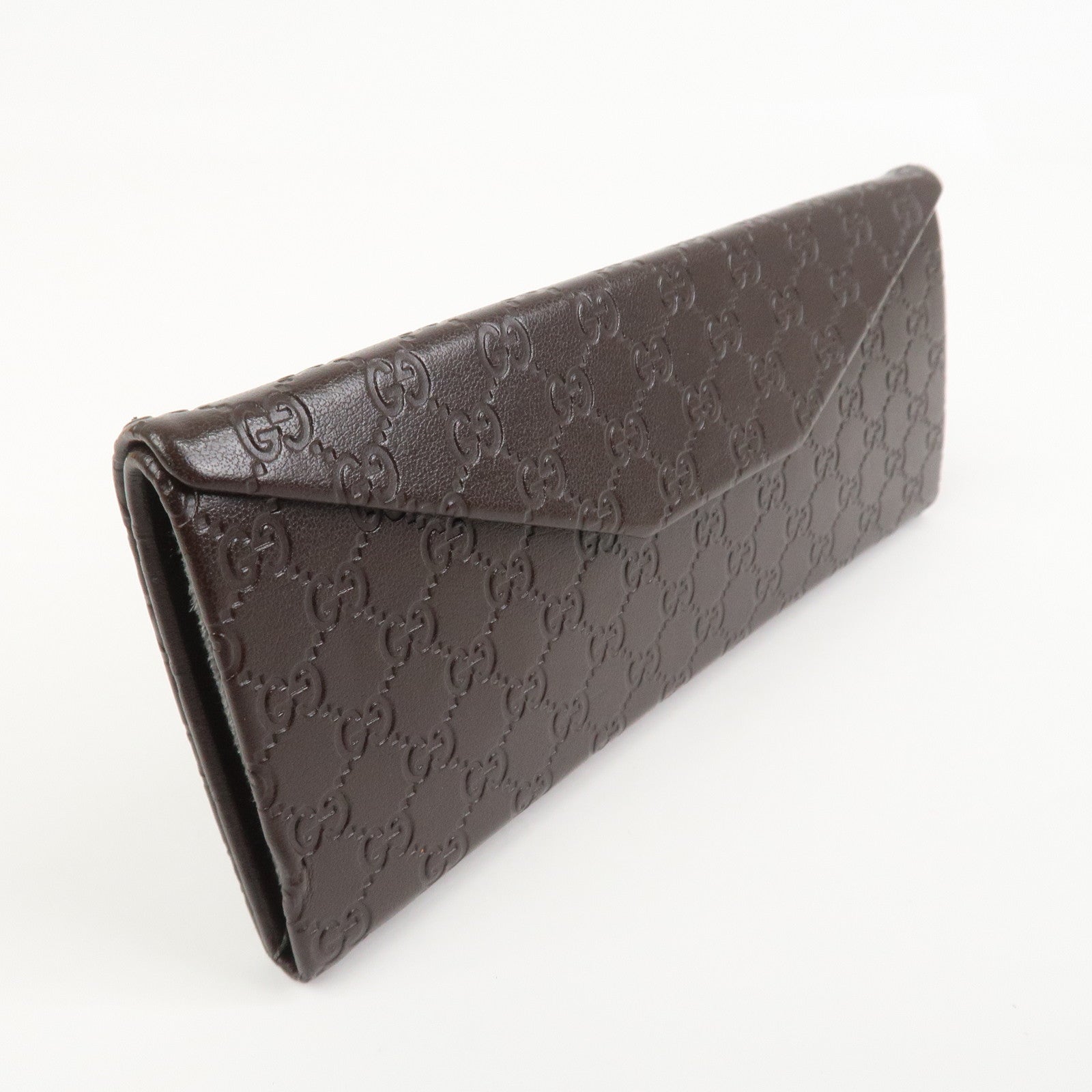 GUCCI Micro Guccissima Leather Glasses Case Dark Brown