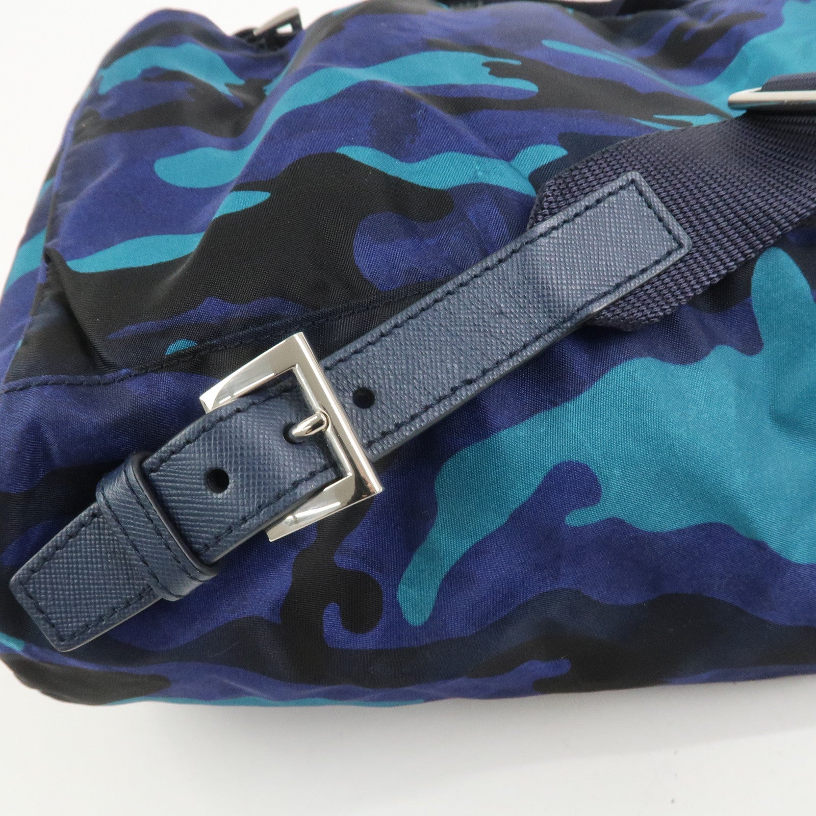 PRADA Triangle Logo Nylon Camouflage Backpack Rucksack Blue