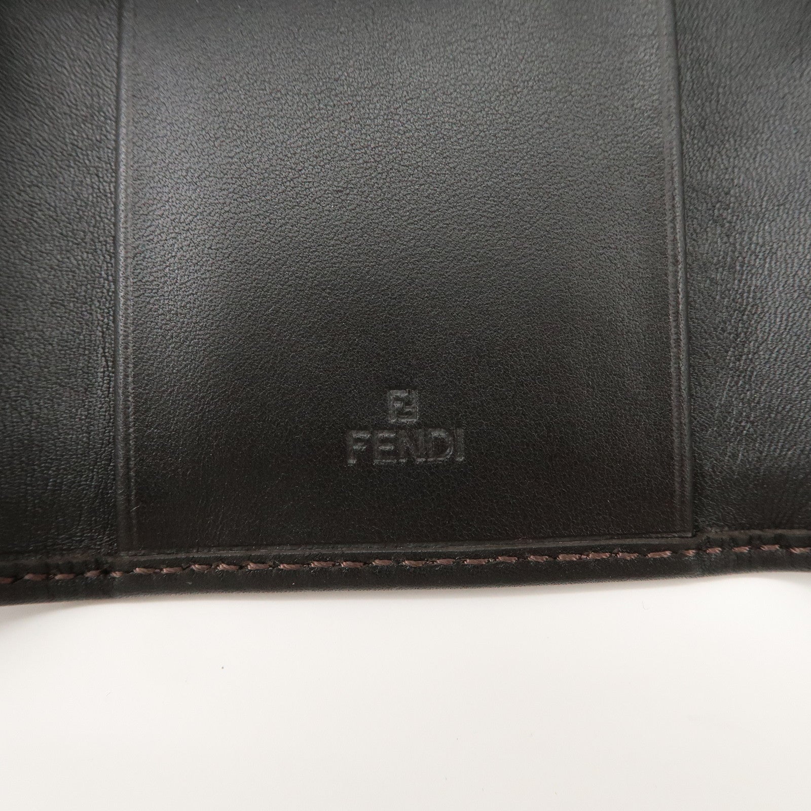 FENDI Zucchino Canvas Leather 6 Rings Key Case Brown Khaki 8AP002 Used