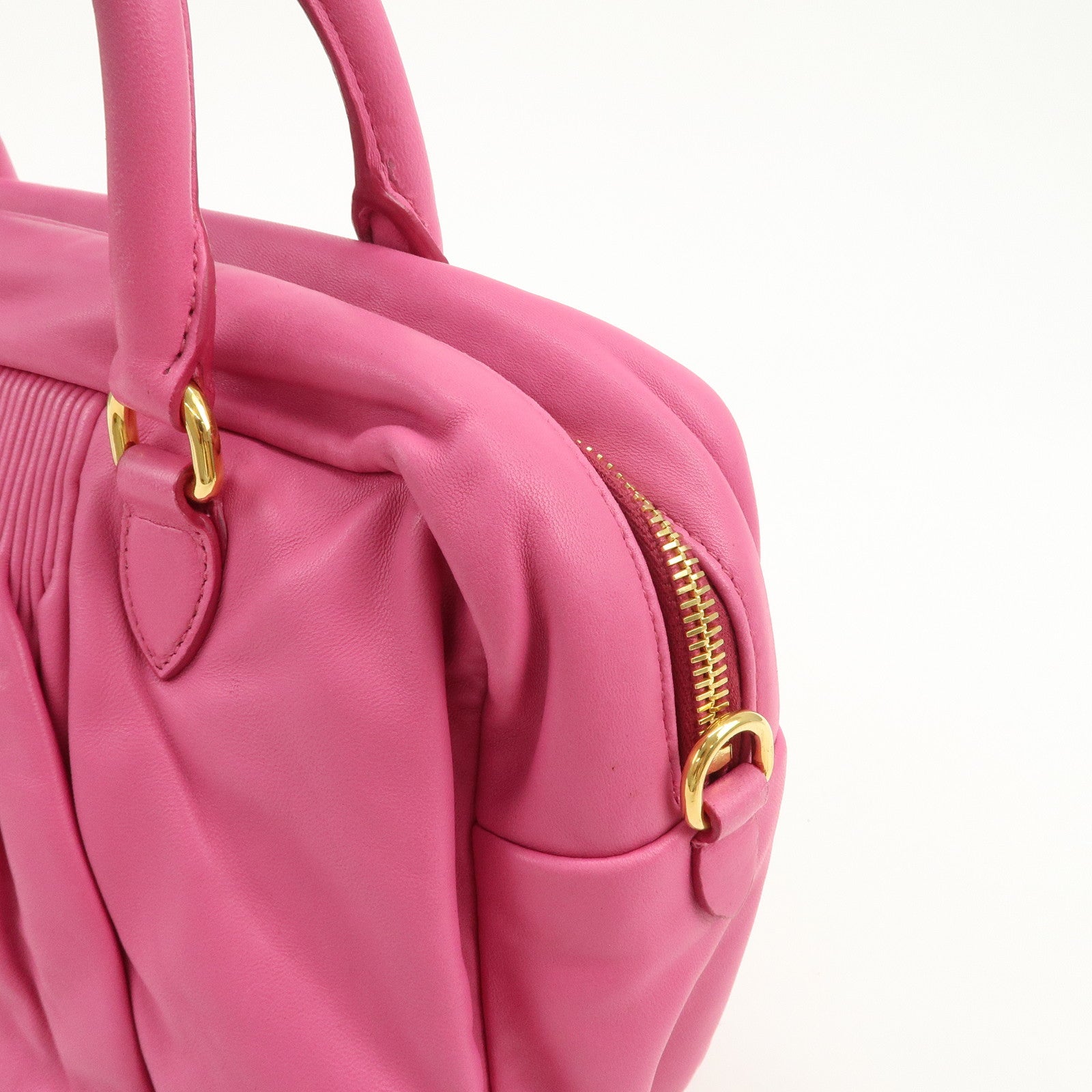 MIU MIU Logo Leather 2Way Bag Hand Bag Shoulder Bag Pink RL0048