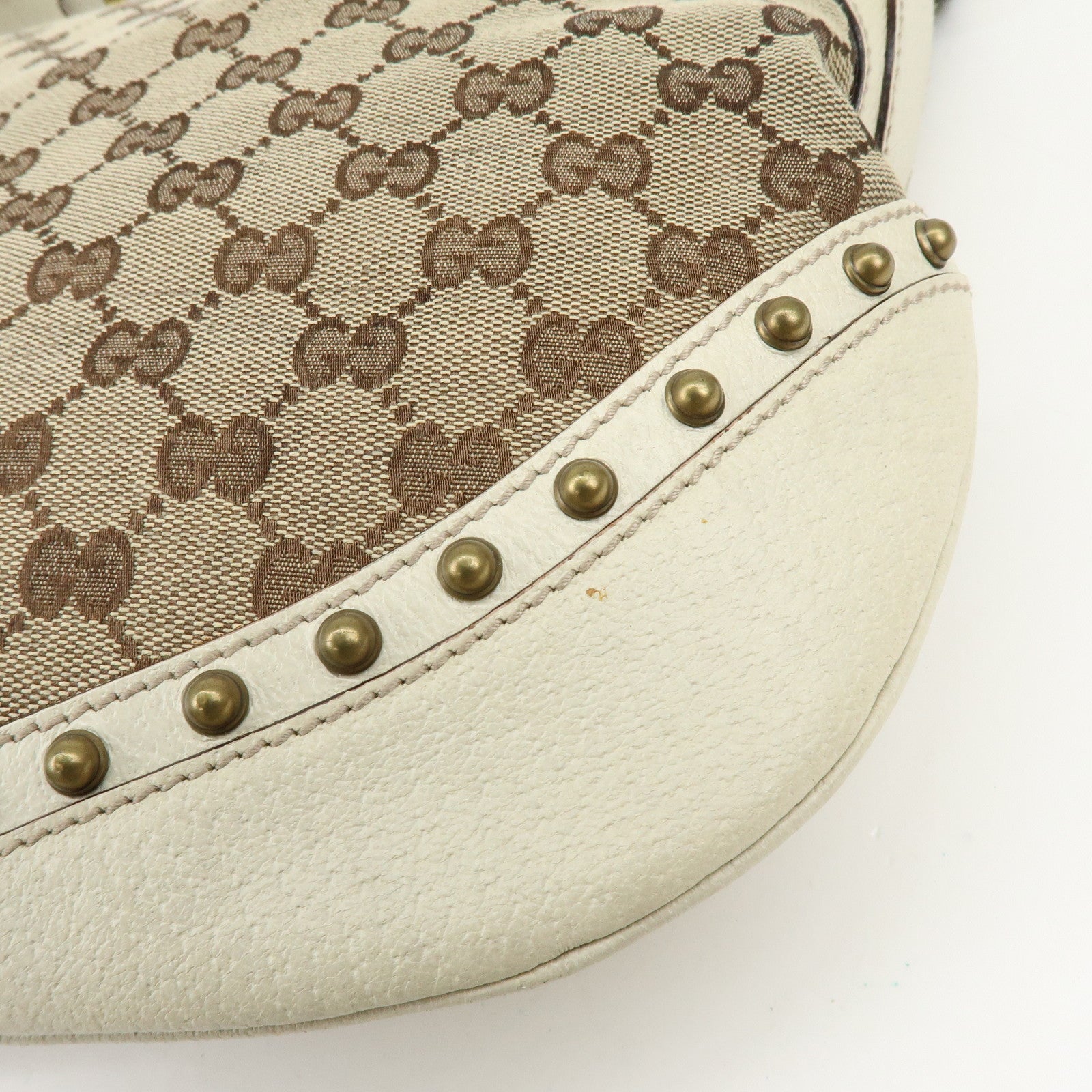GUCCI Sherry GG Canvas Leather Shoulder Bag Beige Ivory 144011