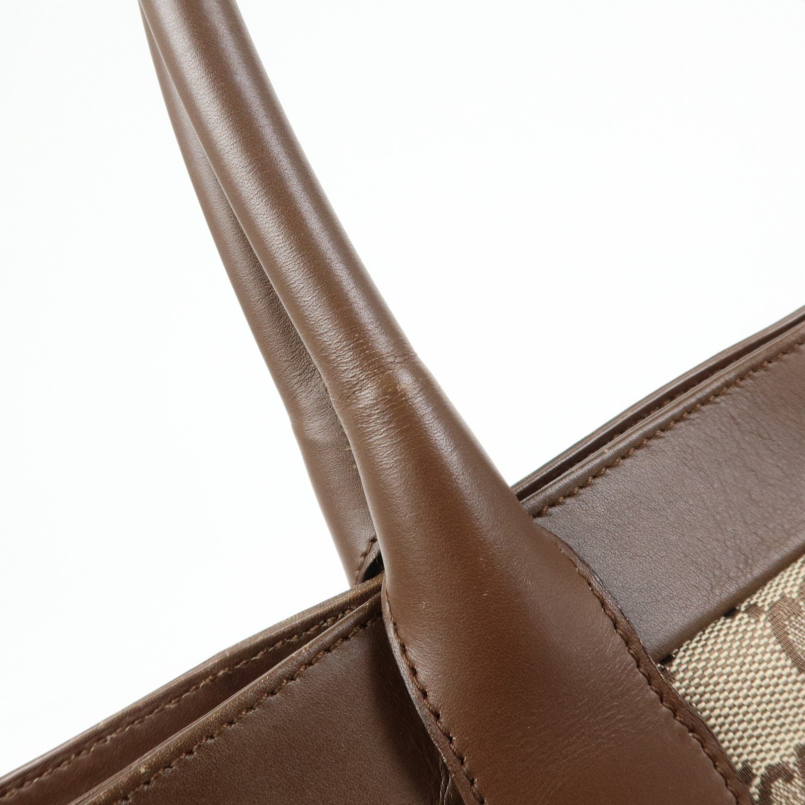 GUCCI GG Canvas Leather Tote Bag Hand Bag Beige Brown 002.1119