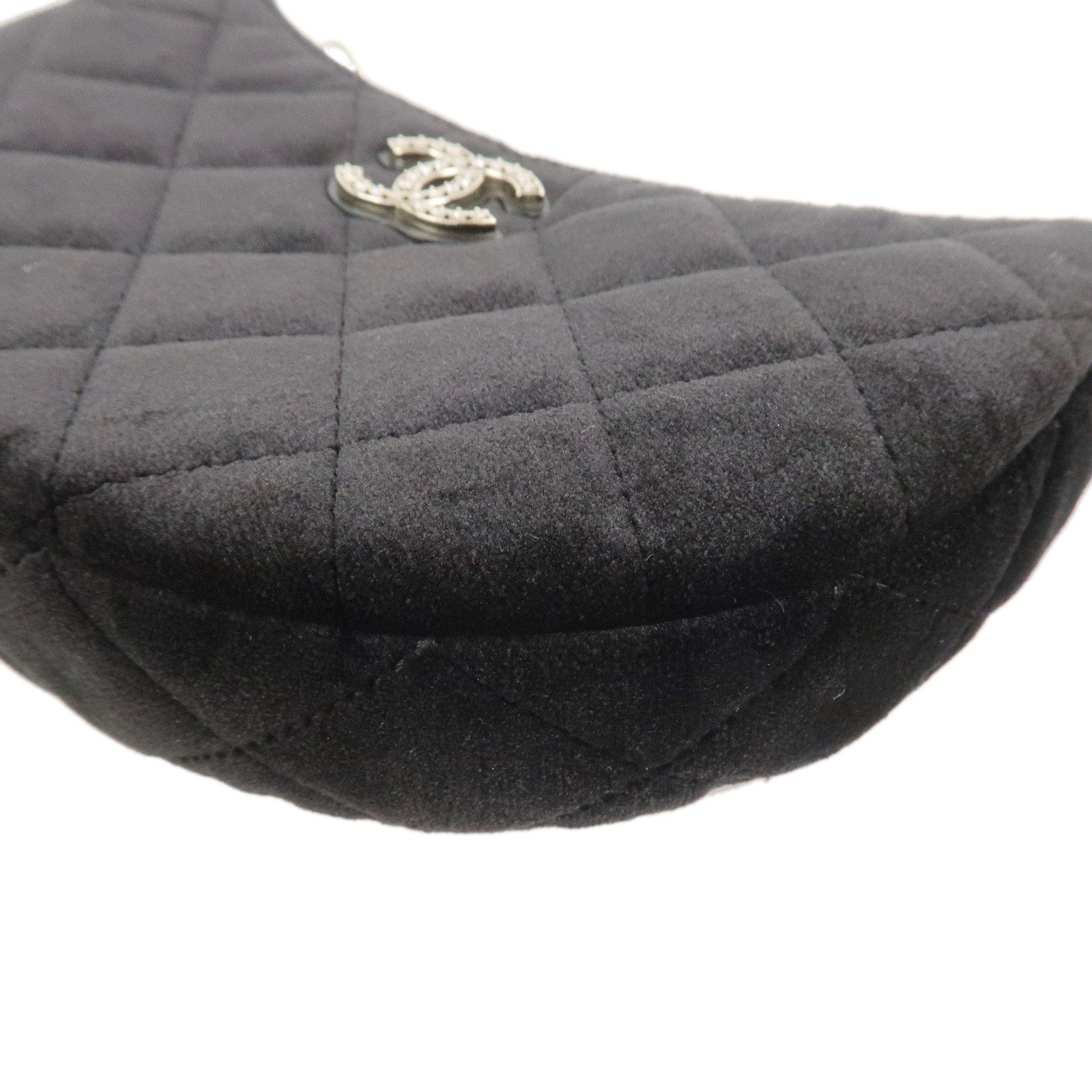 CHANEL Matelasse COCO Mark Velvet Leather Chain Shoulder Bag Black